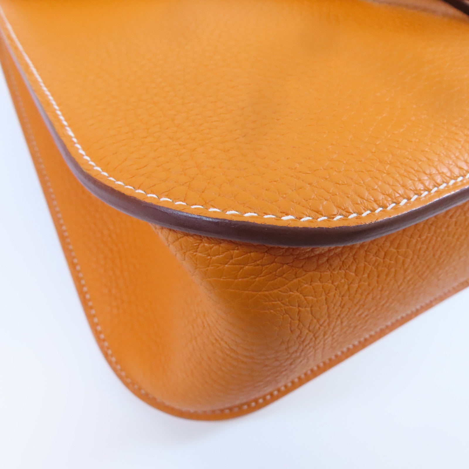 HERMES Clemence皮革Halzan 31銀扣手挽肩背兩用袋橙色