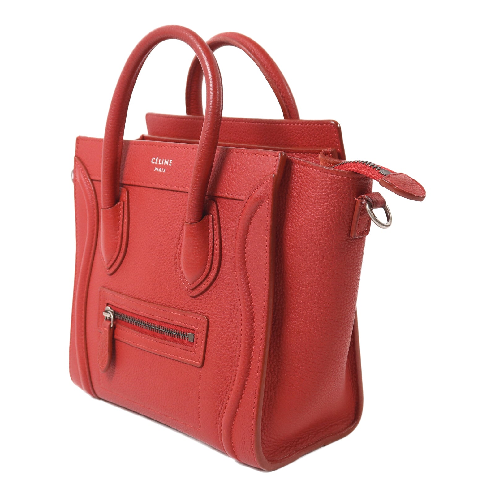 CELINE 牛皮皮革Nano Luggage銀扣手挽肩背兩用袋