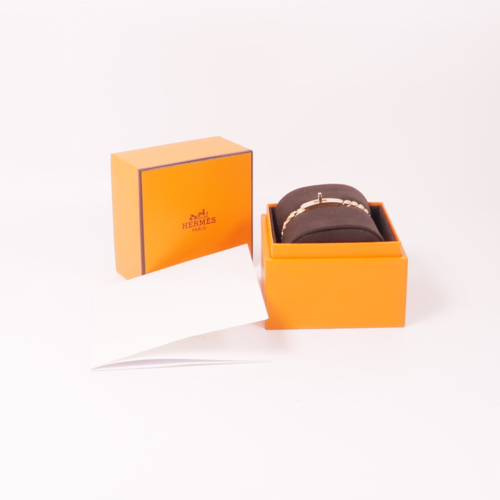 HERMES 18K玫瑰金Kelly Gourmette鑽石手鏈
