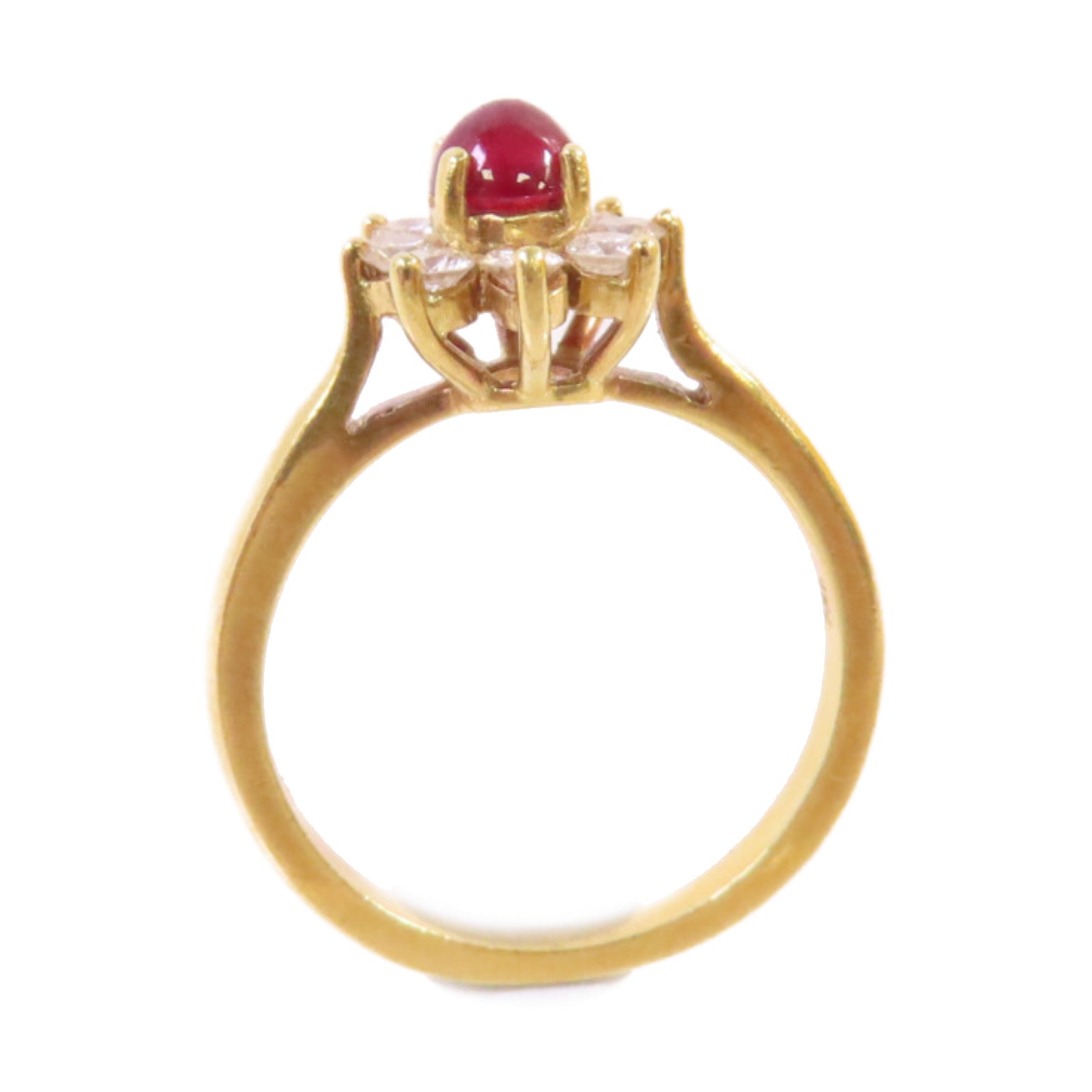 TIFFANY＆CO 18K黃金/紅寶石/鑽石Ruby Diamond Ring戒指US#6