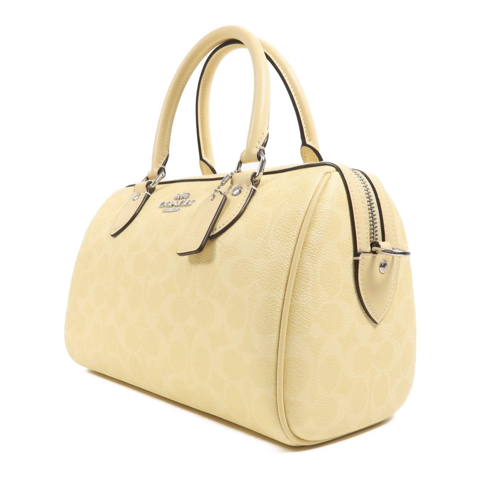 COACH 塗層帆布Boston Bag銀扣手挽肩背兩用袋