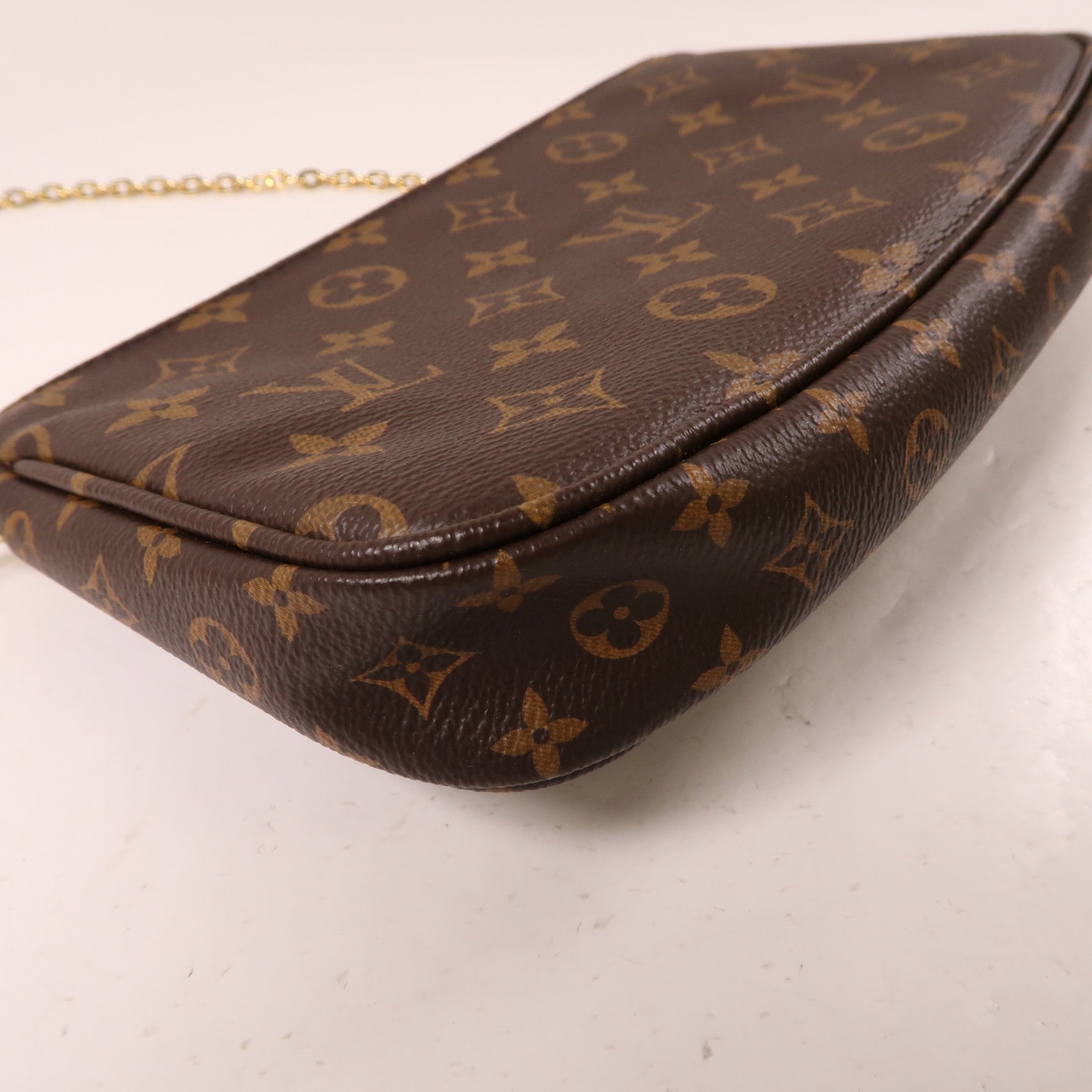 LOUIS VUITTON Monogram Multi Pochette Accessoires金扣手挽肩背兩用袋啡色