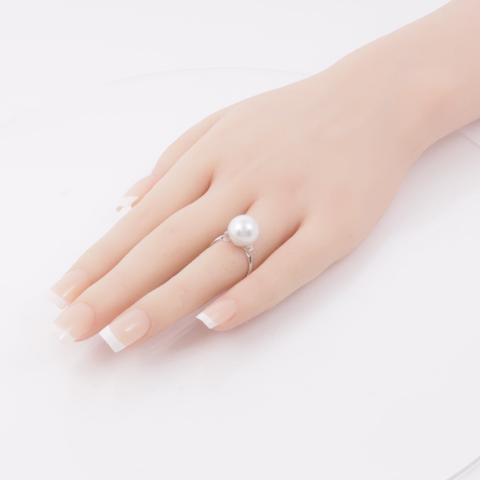 JEWELRY 【激減優惠】18K白金Pearl/Diamond Ring珍珠/鑽石戒指US#5.25
