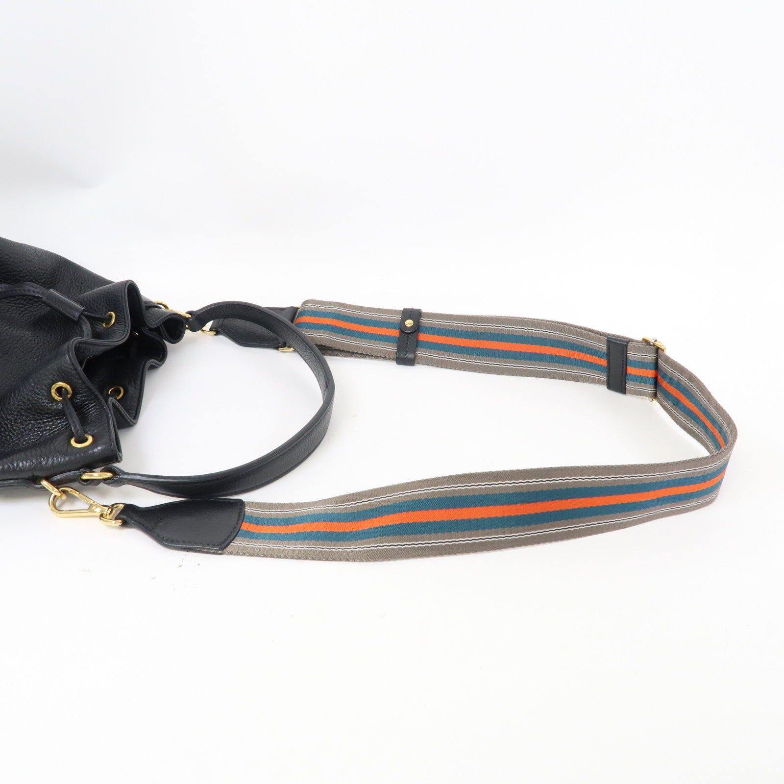 PRADA 牛皮皮革2 Way Shoulder金扣手挽肩背兩用袋黑色
