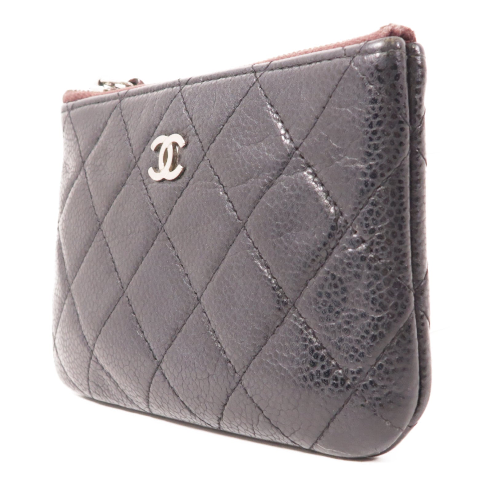 CHANEL 牛皮皮革Coin Case銀扣零錢包
