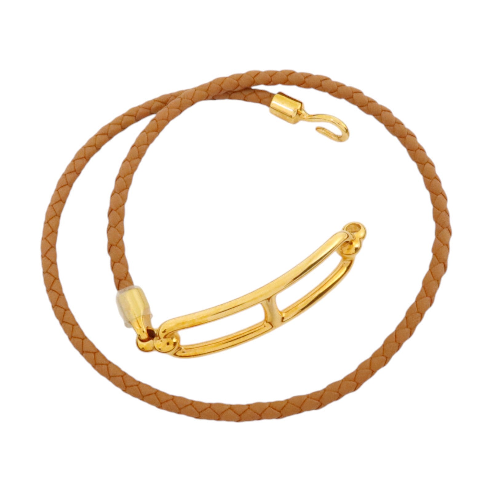 HERMES Swift皮革/金屬Roulis Double Bracelet金扣手鏈Gold