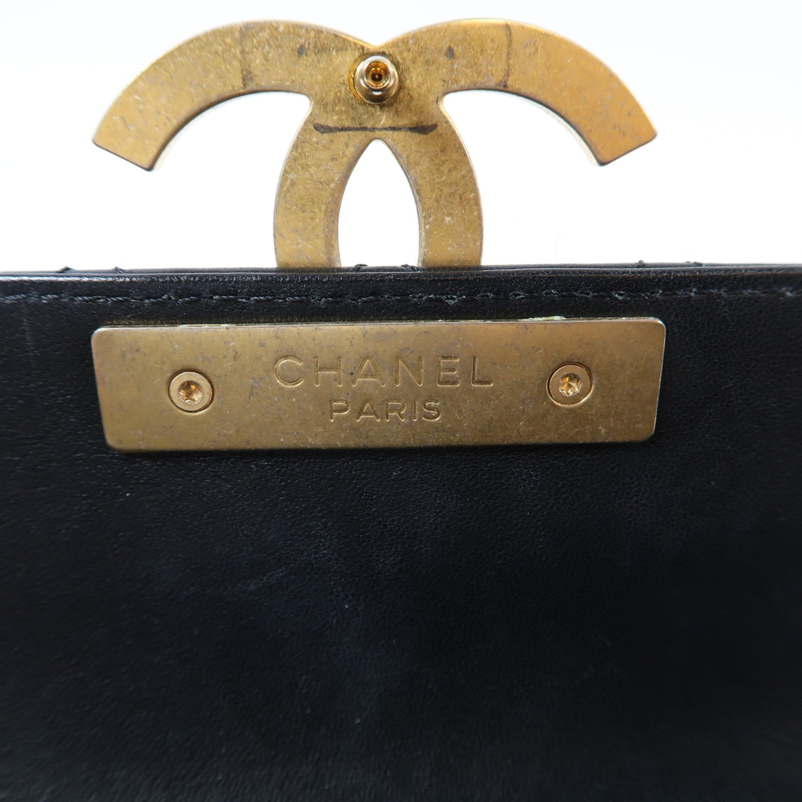 CHANEL 菱格羊皮皮革Double Flap Bag金扣鏈帶肩背袋黑色