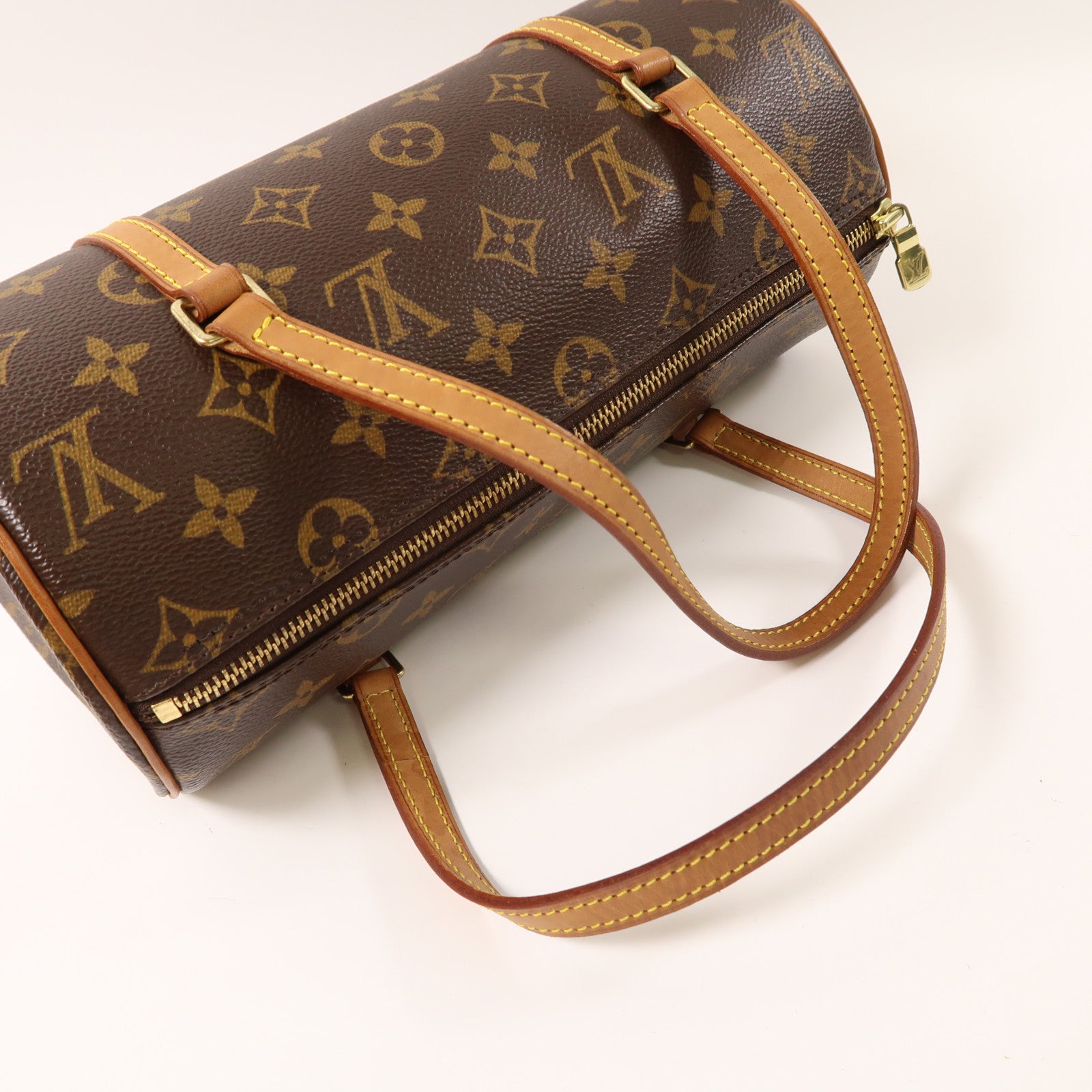 LOUIS VUITTON Monogram Papillon PM金扣手挽袋啡色