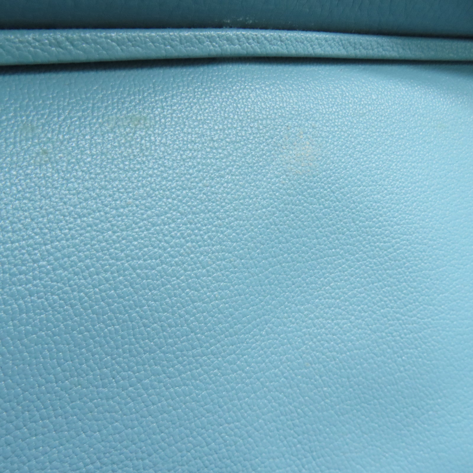 HERMES Clemence皮革Shoulder Birkin银扣手挽袋灰水蓝