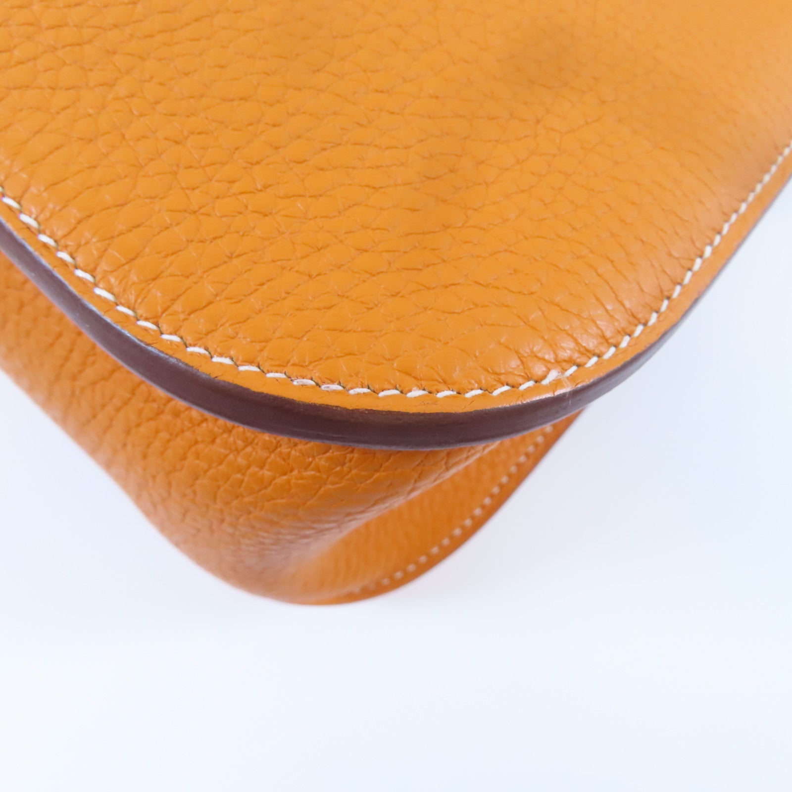 HERMES Clemence皮革Halzan 31銀扣手挽肩背兩用袋橙色