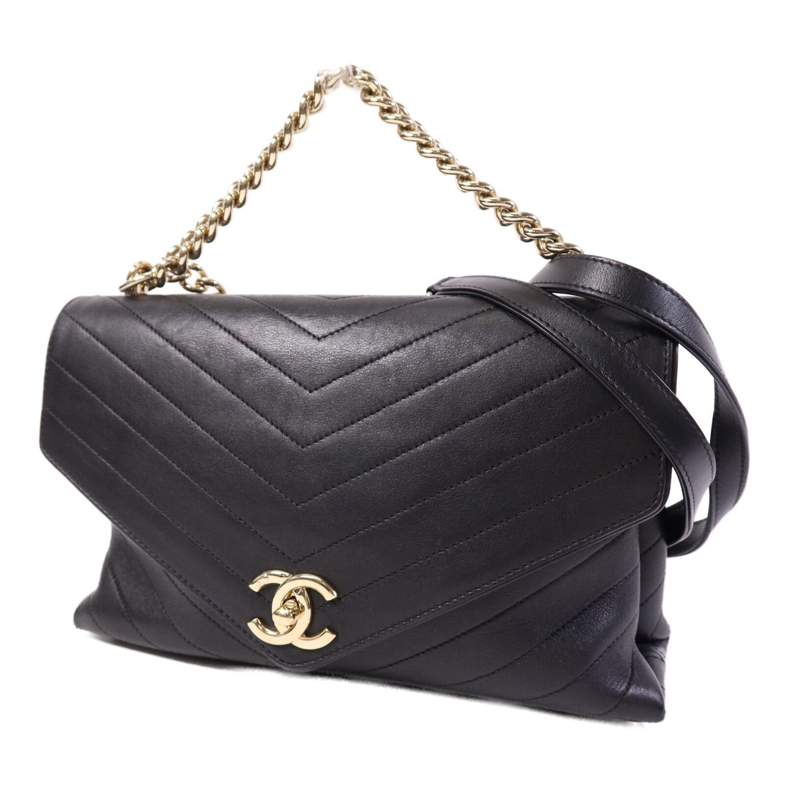 CHANEL 【激減優惠】牛皮皮革Shoulder Bag金扣鏈帶手挽肩背兩用袋
