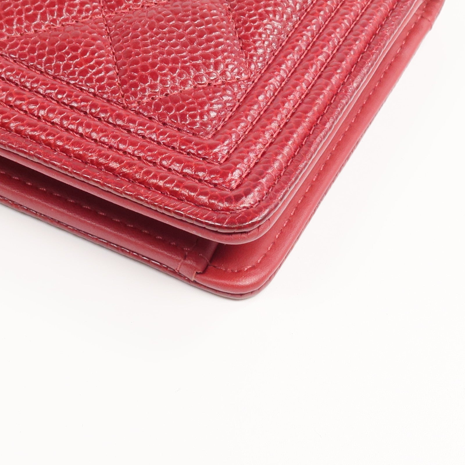 CHANEL 牛皮皮革Boy Long Wallet銀扣長錢包