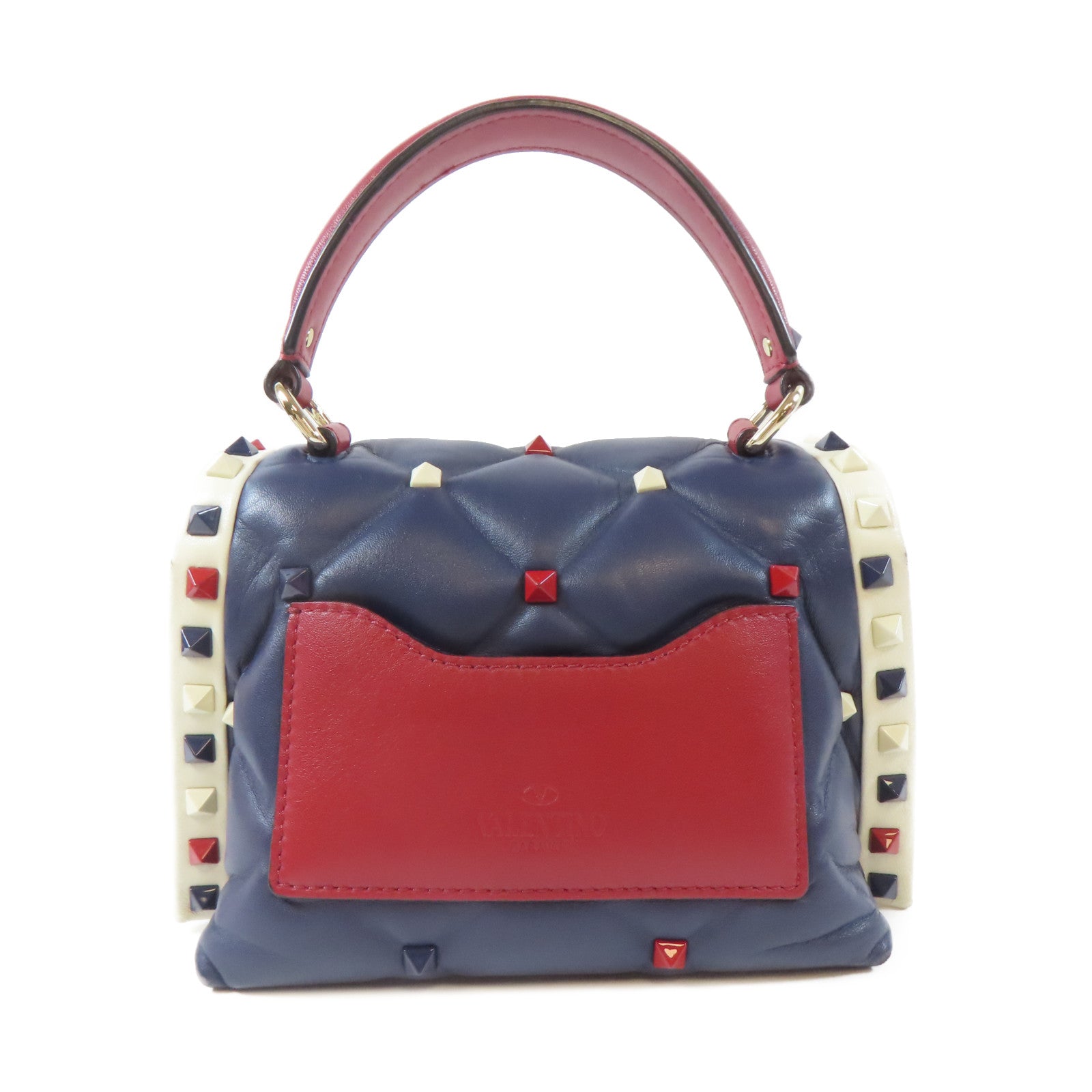 Valentino 牛皮皮革2 Way Shoulder Bag銀扣手挽肩背兩用袋藍色/紅色/白色