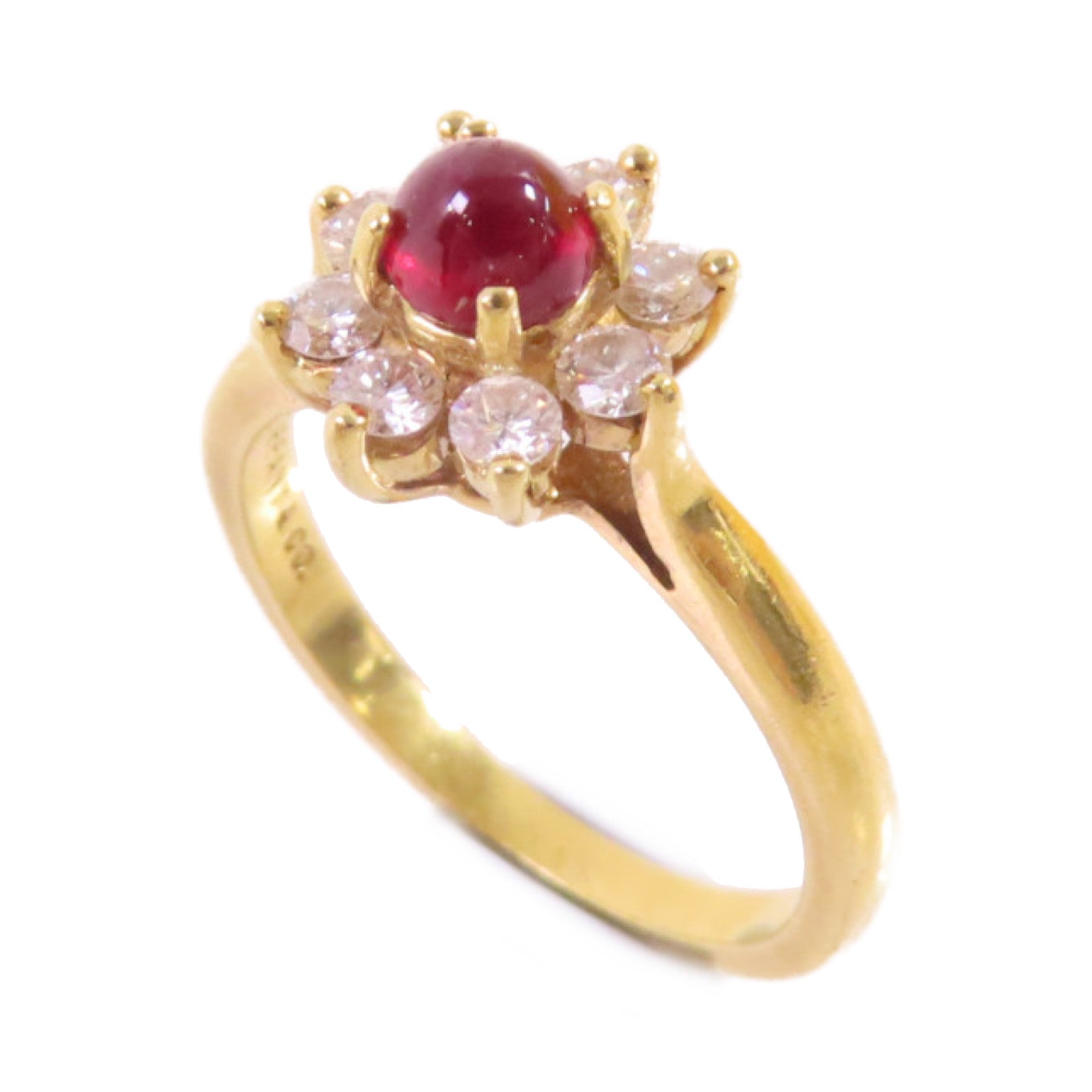 TIFFANY＆CO 18K黃金/紅寶石/鑽石Ruby Diamond Ring戒指US#6