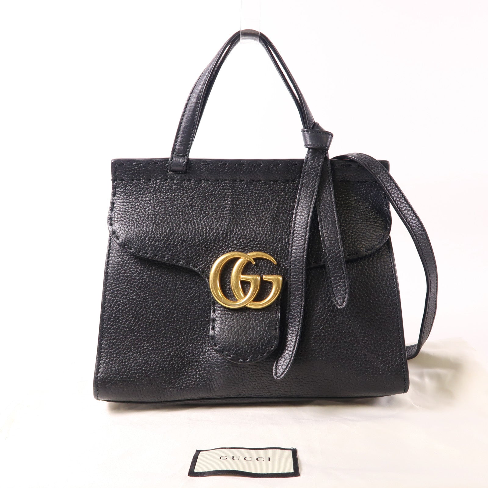 GUCCI 牛皮皮革GG Marmont金扣手挽肩背兩用袋