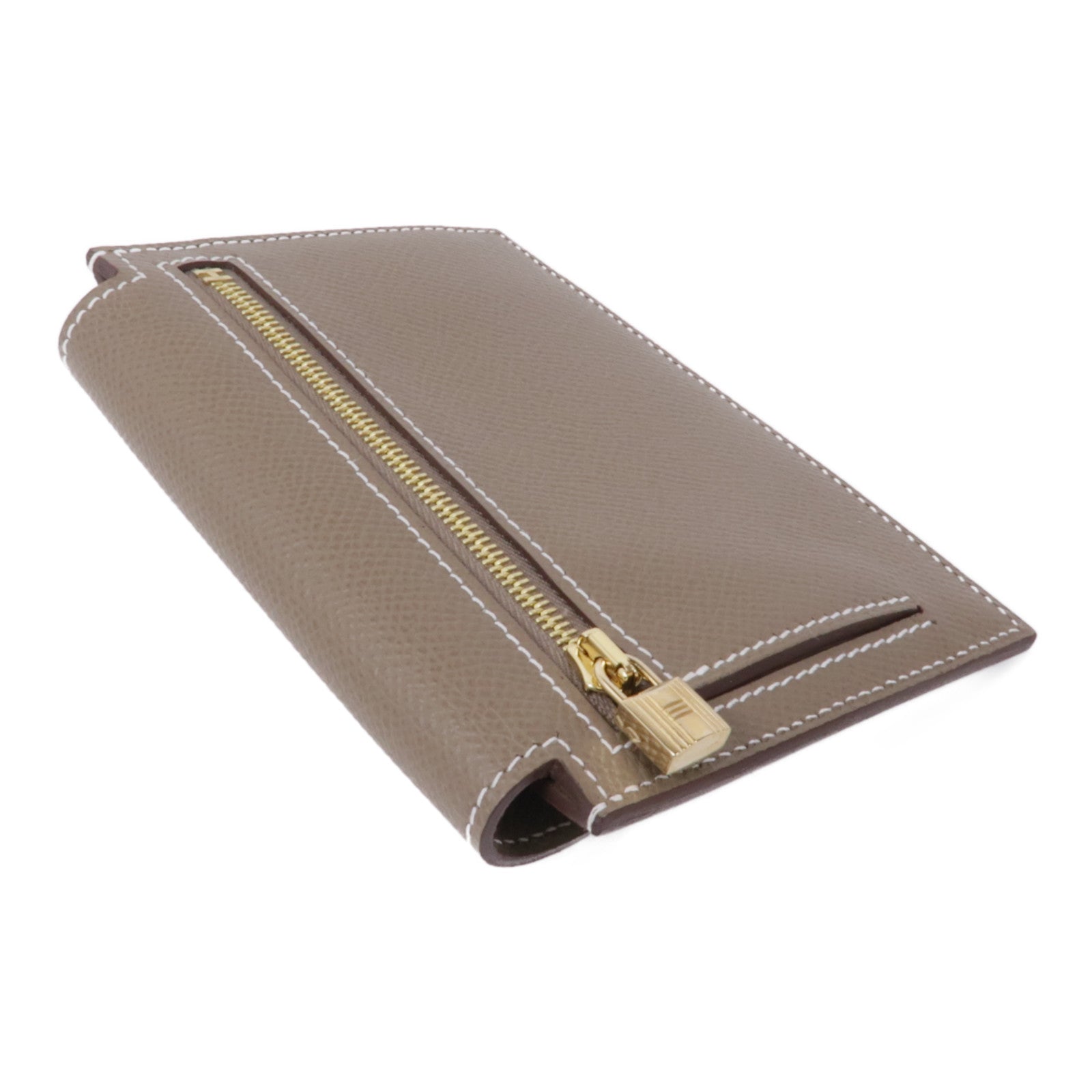 HERMES Epsom皮革Kelly Pocket金扣零錢包Etoupe