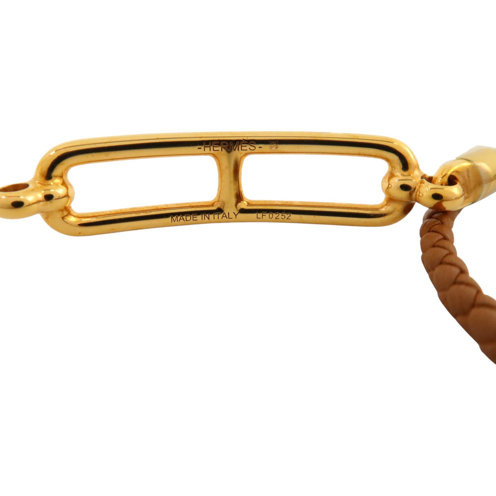 HERMES Swift皮革/金屬Roulis Double Bracelet金扣手鏈Gold