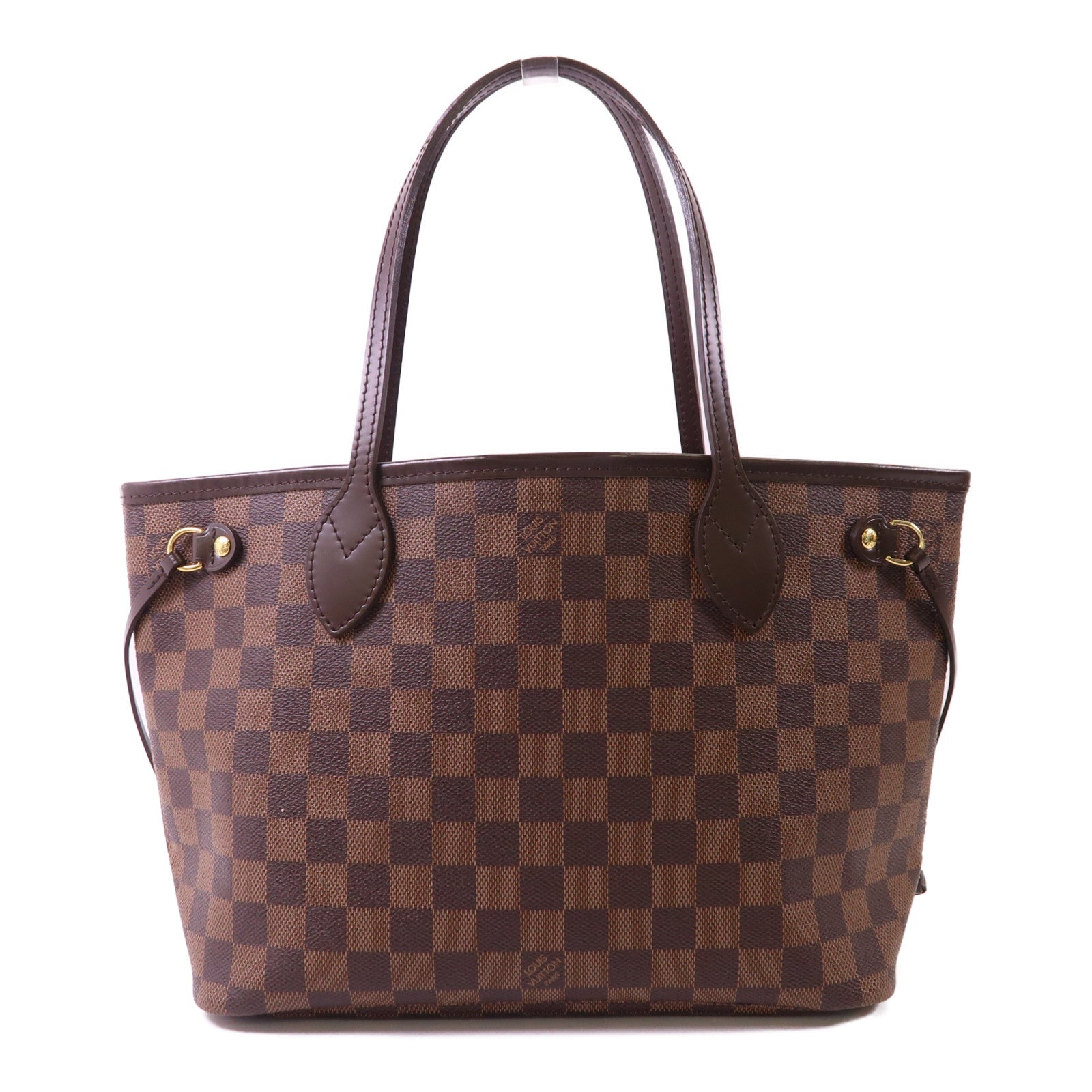 LOUIS VUITTON Damier Neverfull PM金扣手挽袋