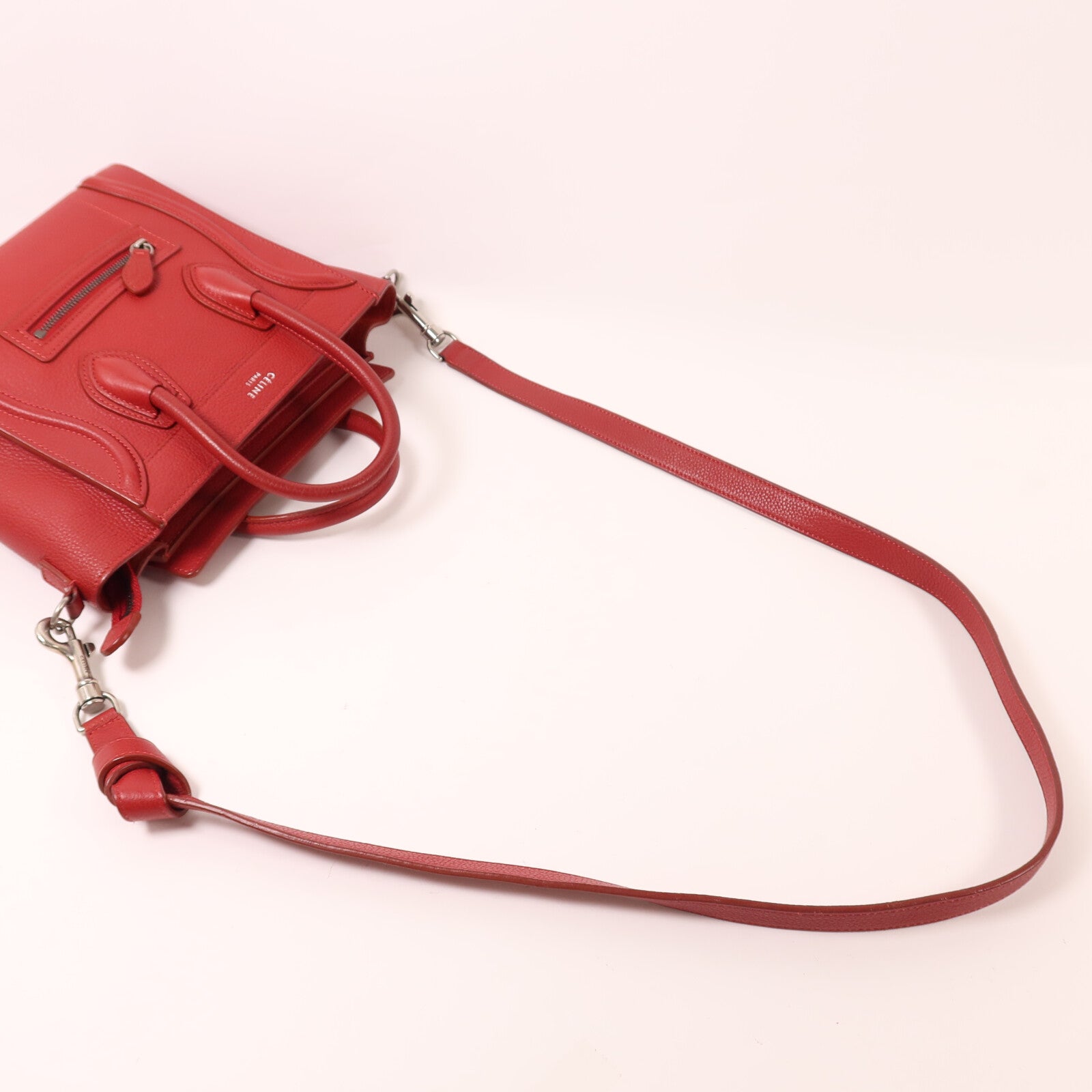 CELINE 牛皮皮革Nano Luggage銀扣手挽肩背兩用袋