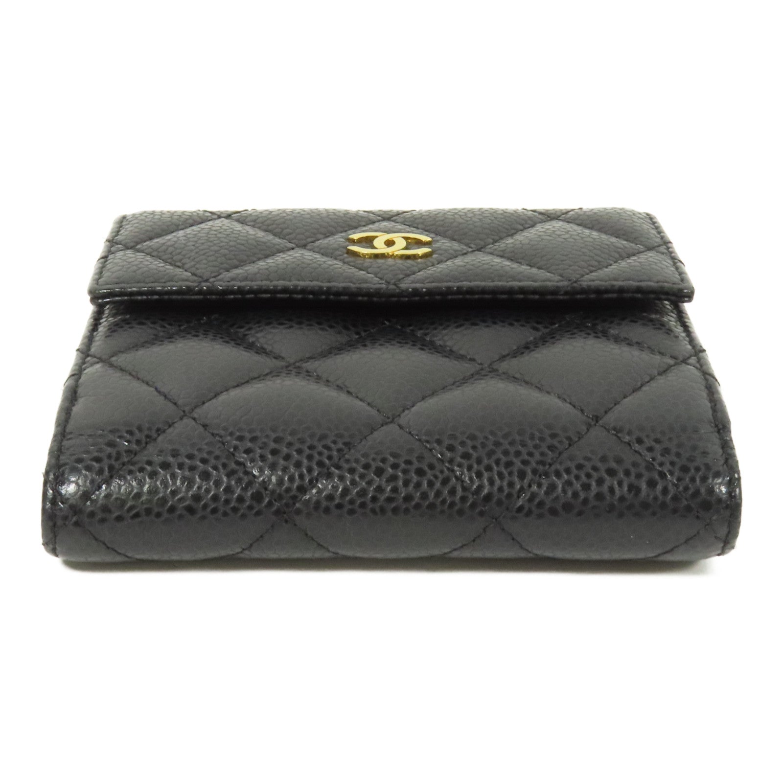 CHANEL 牛皮皮革Fold Wallet金扣錢包