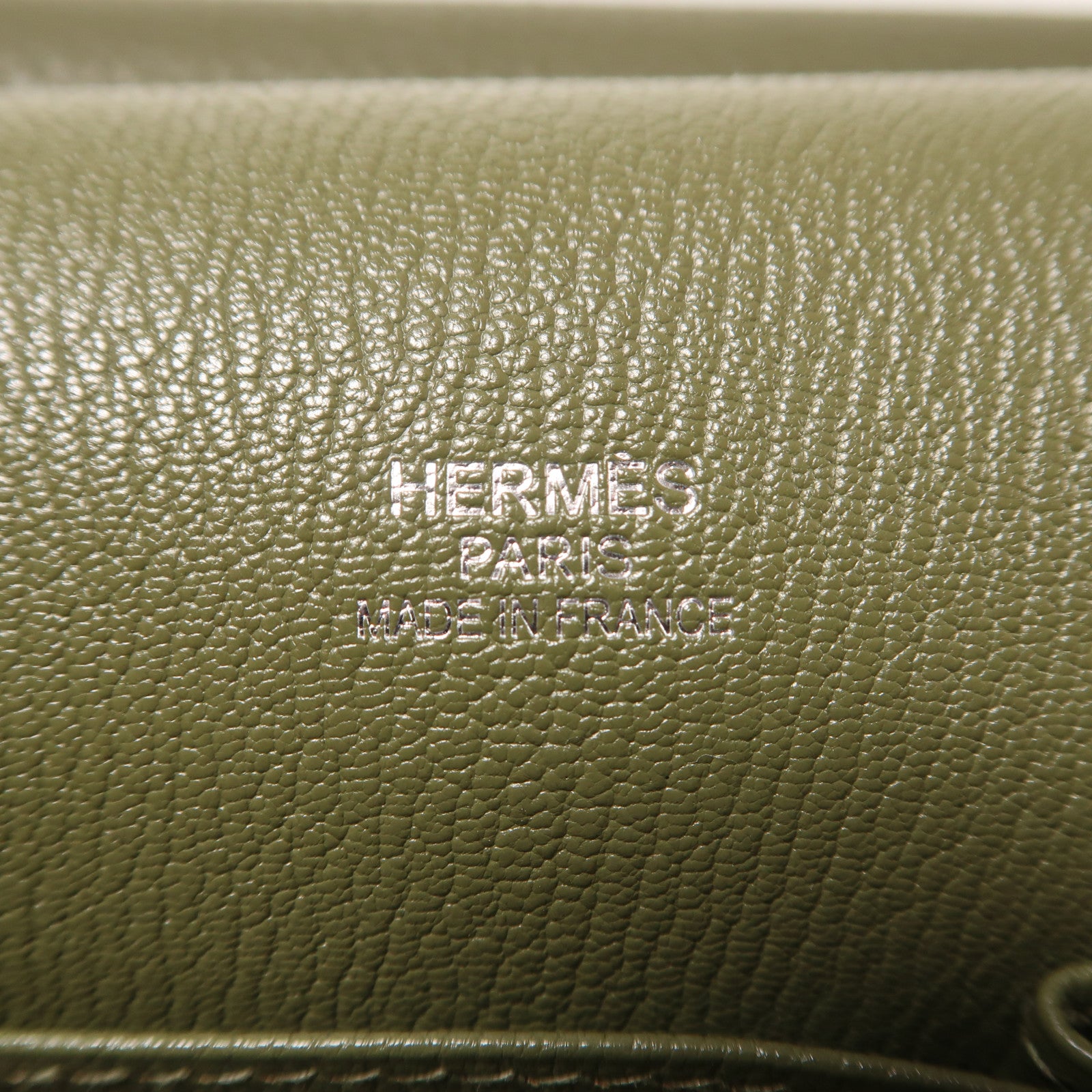 HERMES Clemence皮革Jypesiere 34銀扣肩背袋Vert Verone