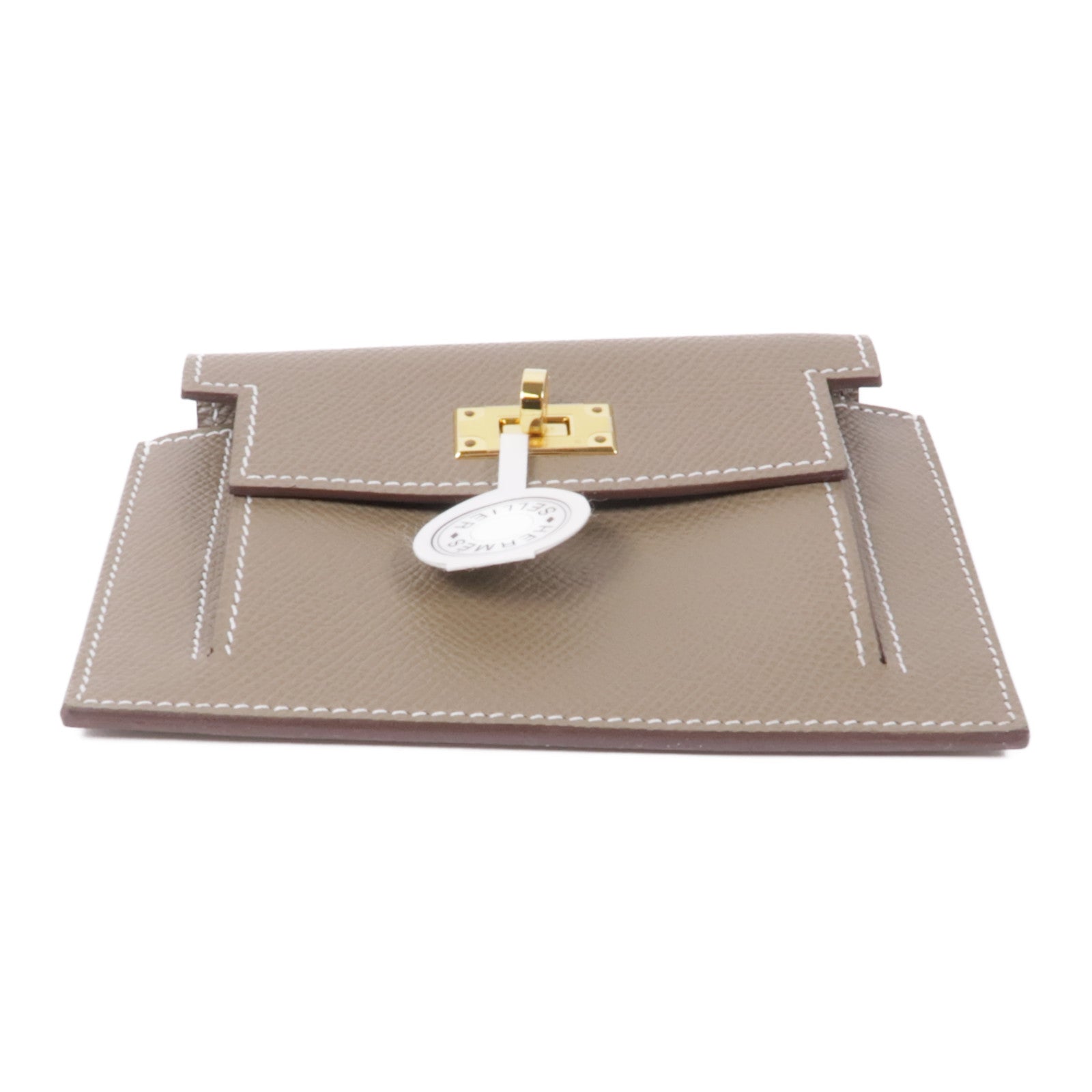 HERMES Epsom皮革Kelly Pocket金扣零錢包Etoupe