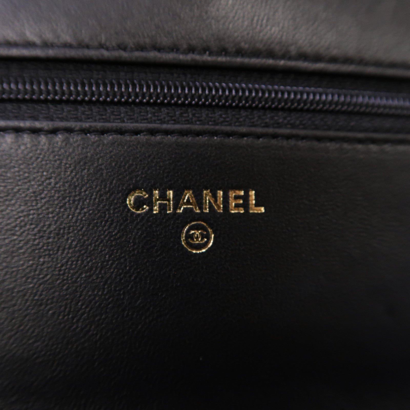 CHANEL 菱格羊皮皮革Wallet On Chain金扣鏈帶肩背袋黑色