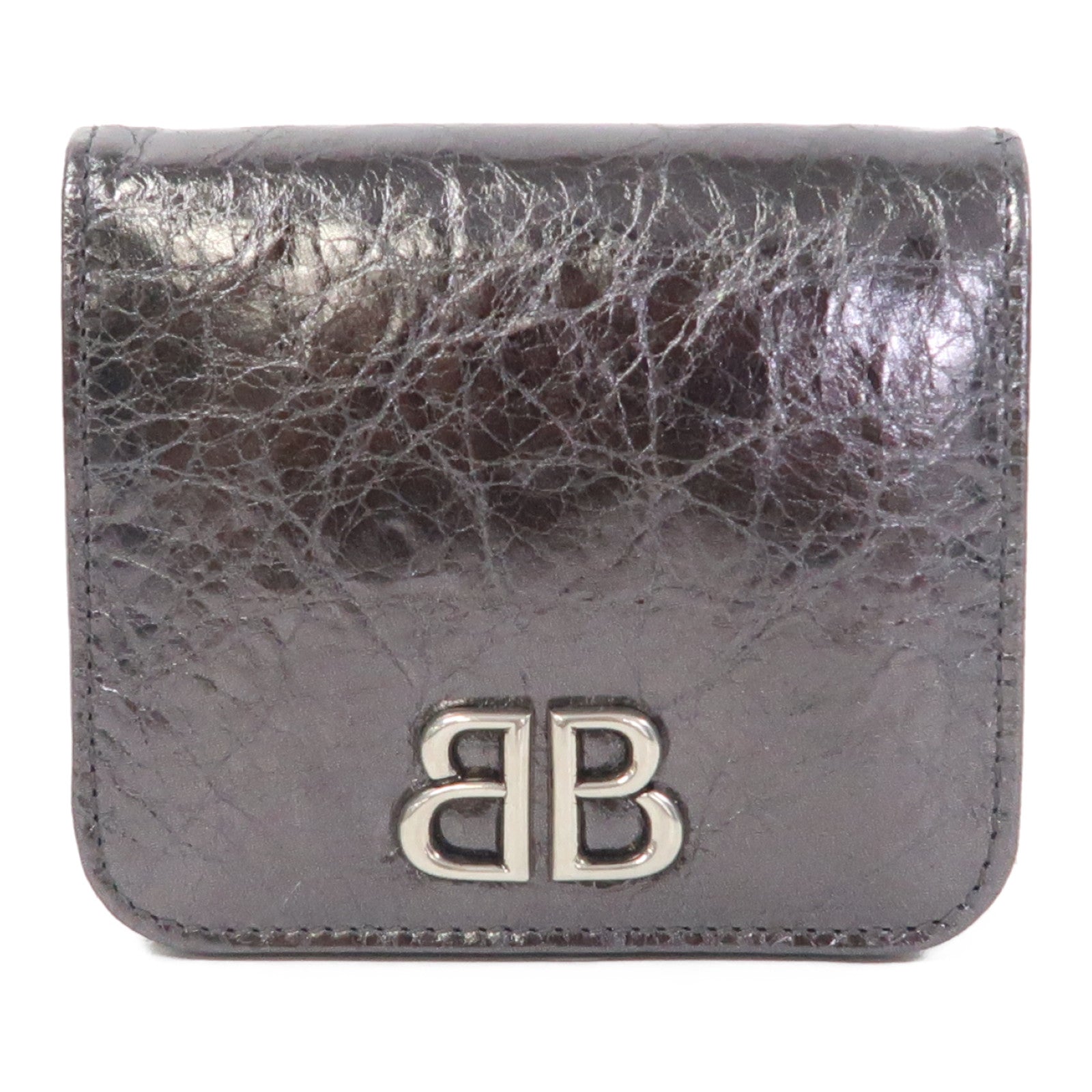 BALENCIAGA 牛皮皮革Wallet銀扣錢包銀灰色