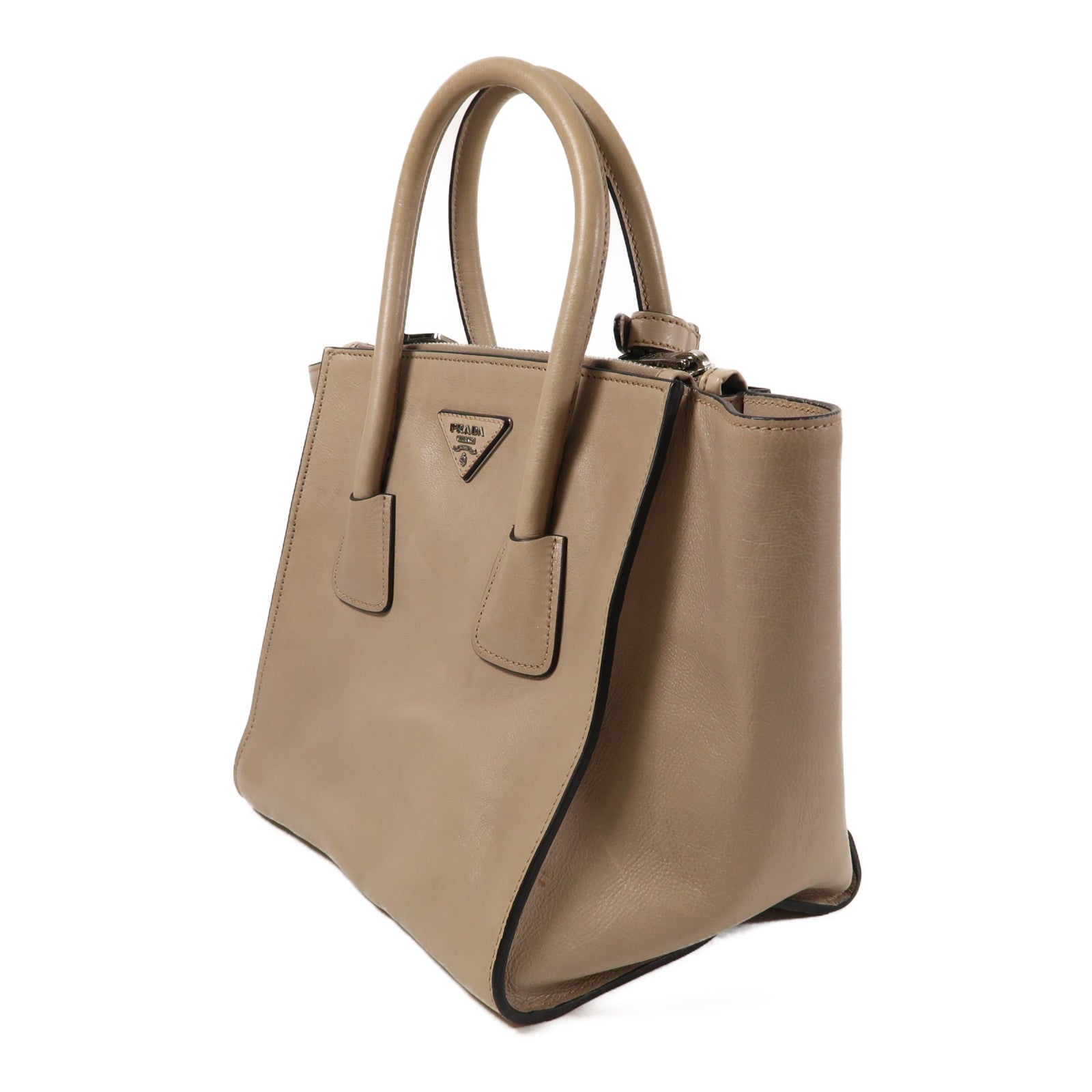 PRADA 牛皮皮革2Way Shoulder銀扣手挽肩背兩用袋