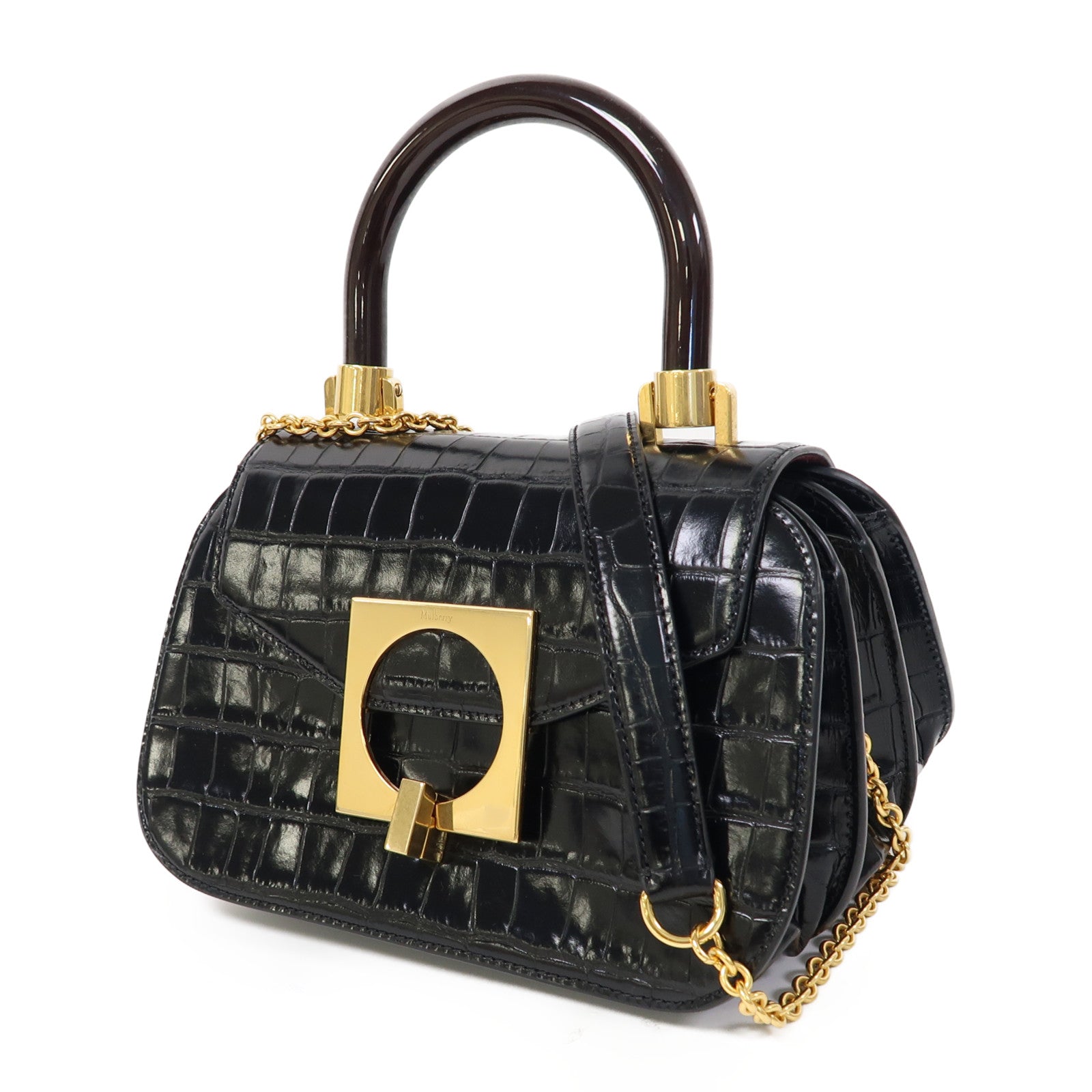 MULBERRY 牛皮皮革2 Way Shoulder金扣手挽肩背兩用袋黑色
