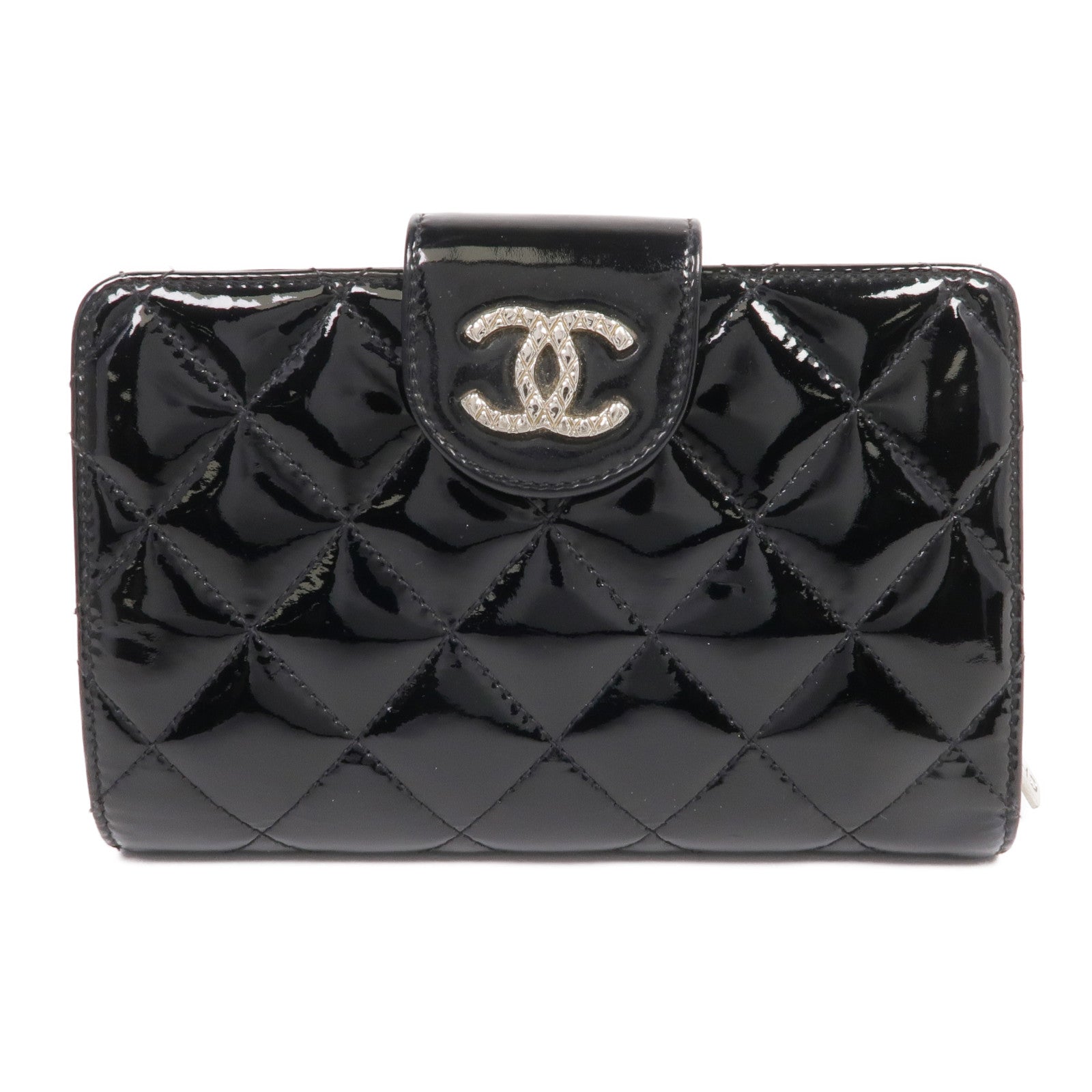 CHANEL 漆皮皮革Wallet銀扣錢包