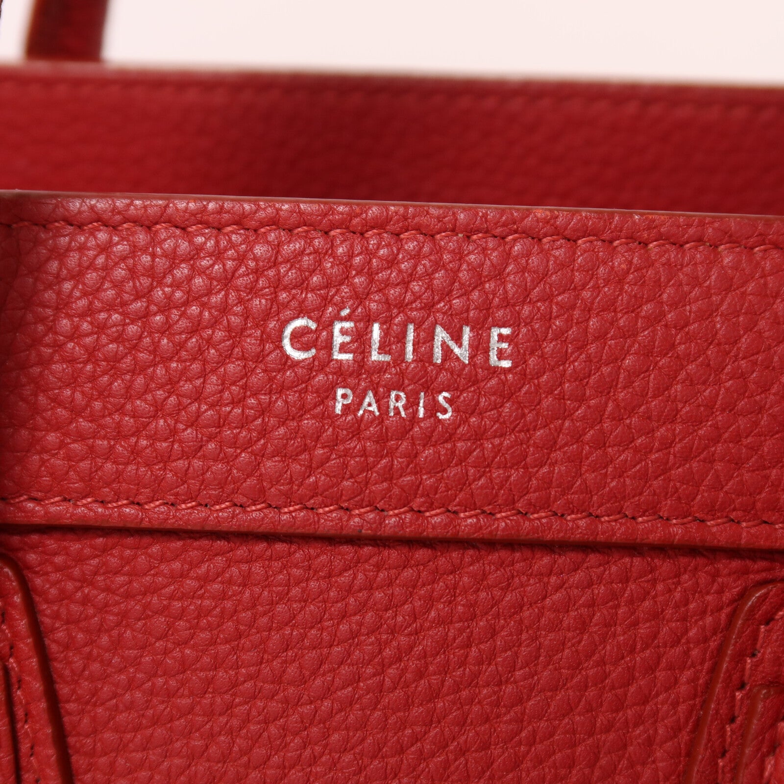 CELINE 牛皮皮革Nano Luggage銀扣手挽肩背兩用袋