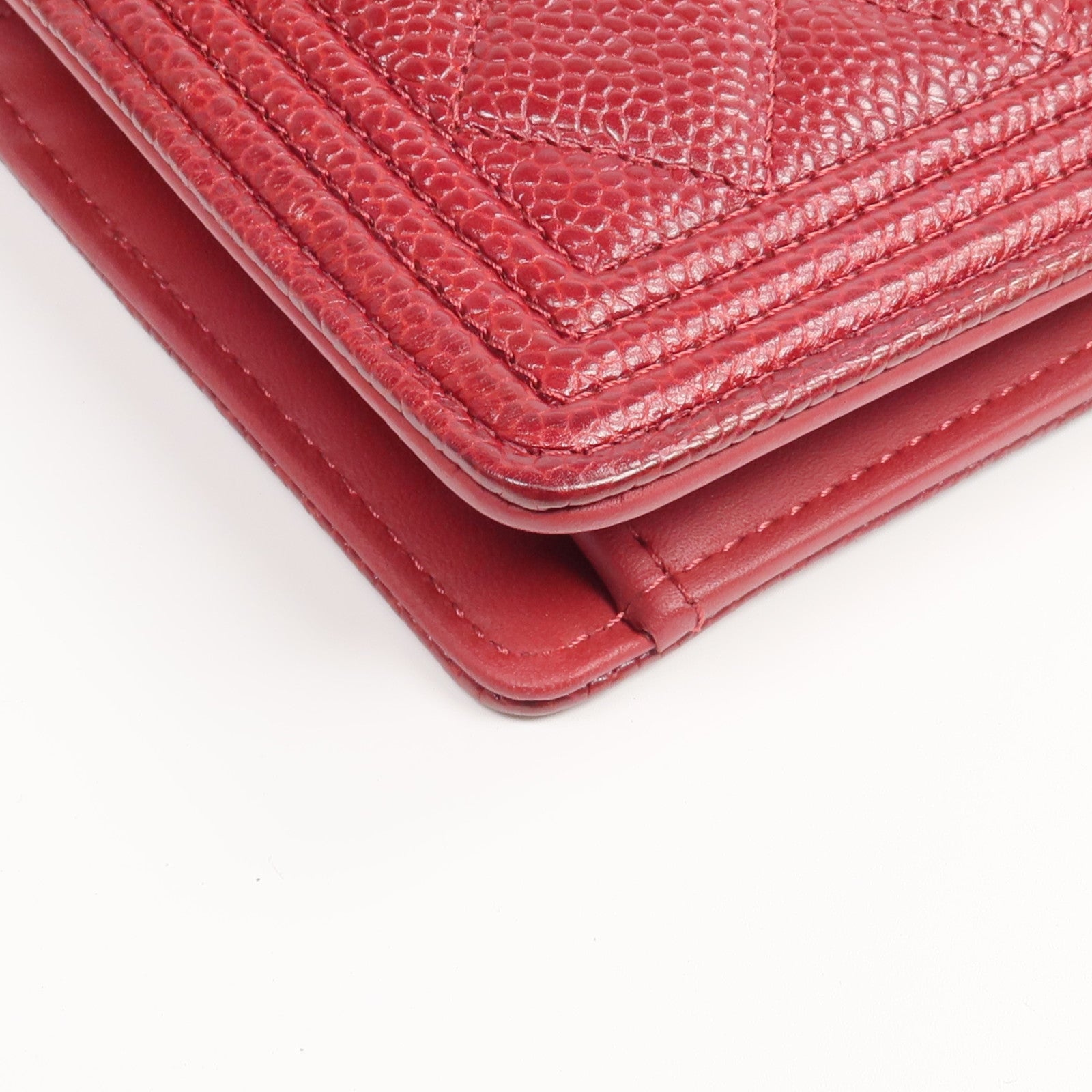 CHANEL 牛皮皮革Boy Long Wallet銀扣長錢包