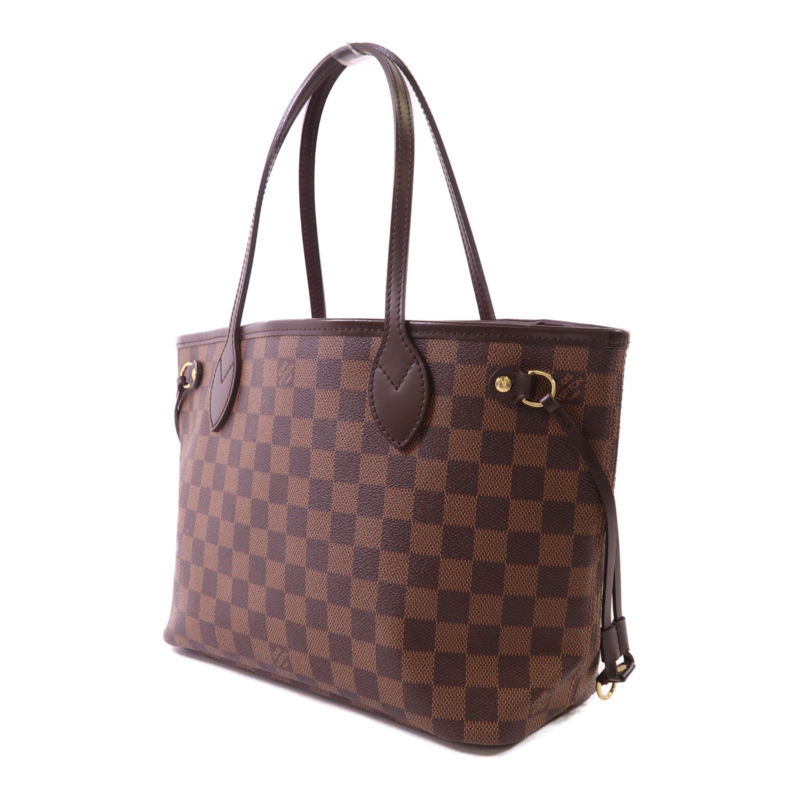 LOUIS VUITTON Damier Neverfull PM金扣手挽袋