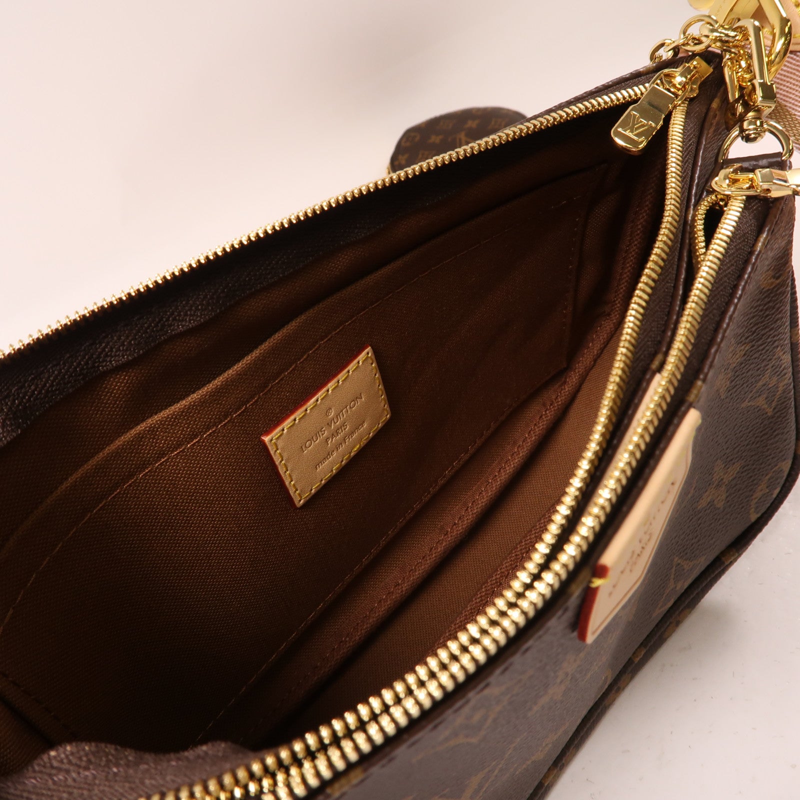 LOUIS VUITTON Monogram Multi Pochette Accessoires金扣手挽肩背兩用袋啡色
