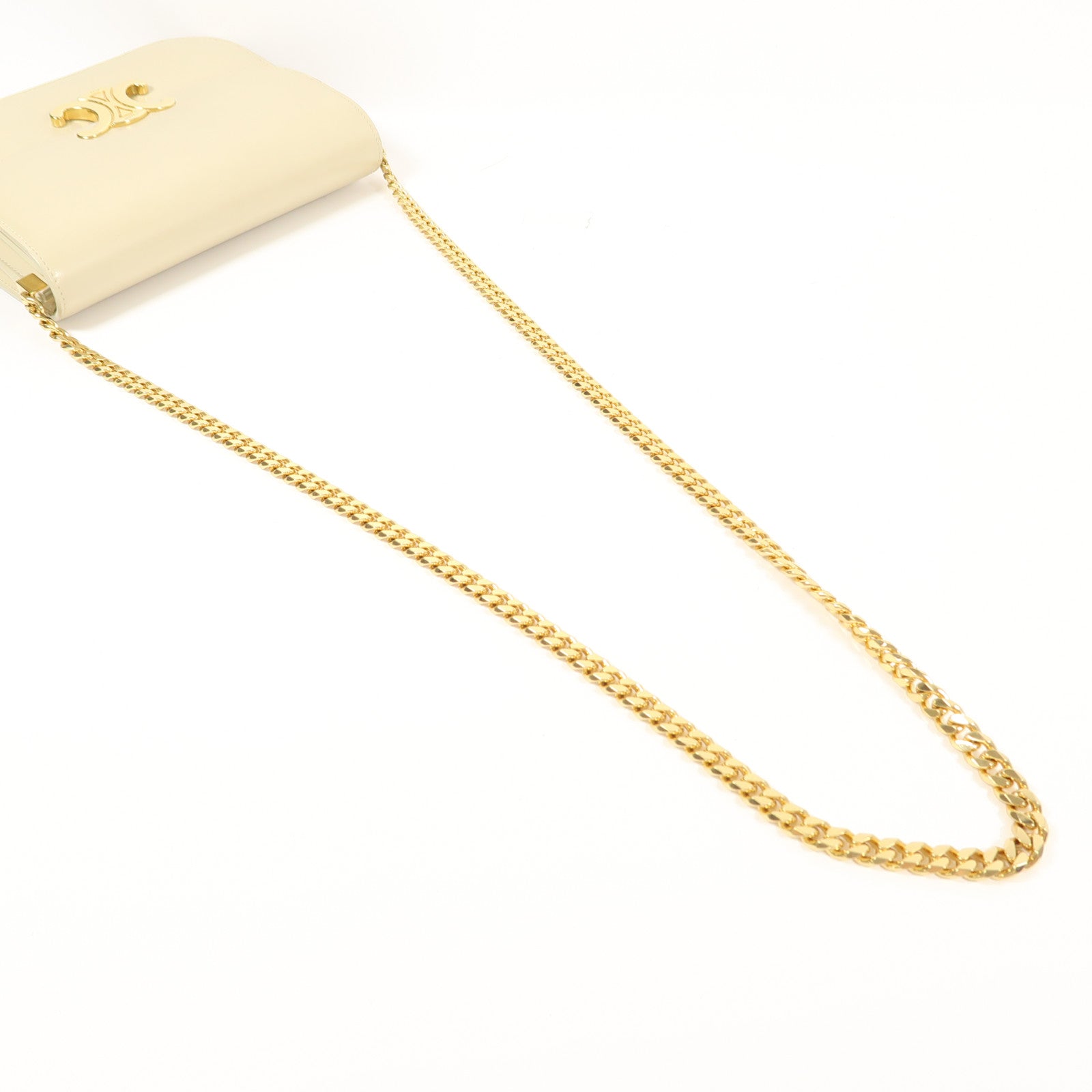 CELINE 牛皮皮革Teen Triomphe In Shiny金扣鏈帶肩背袋