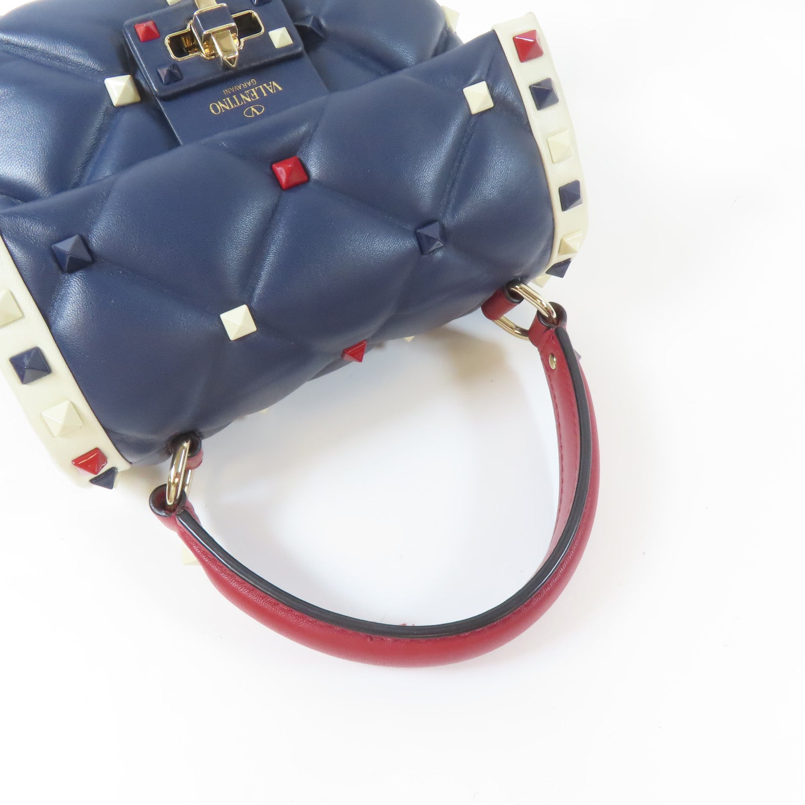 Valentino 牛皮皮革2 Way Shoulder Bag銀扣手挽肩背兩用袋藍色/紅色/白色