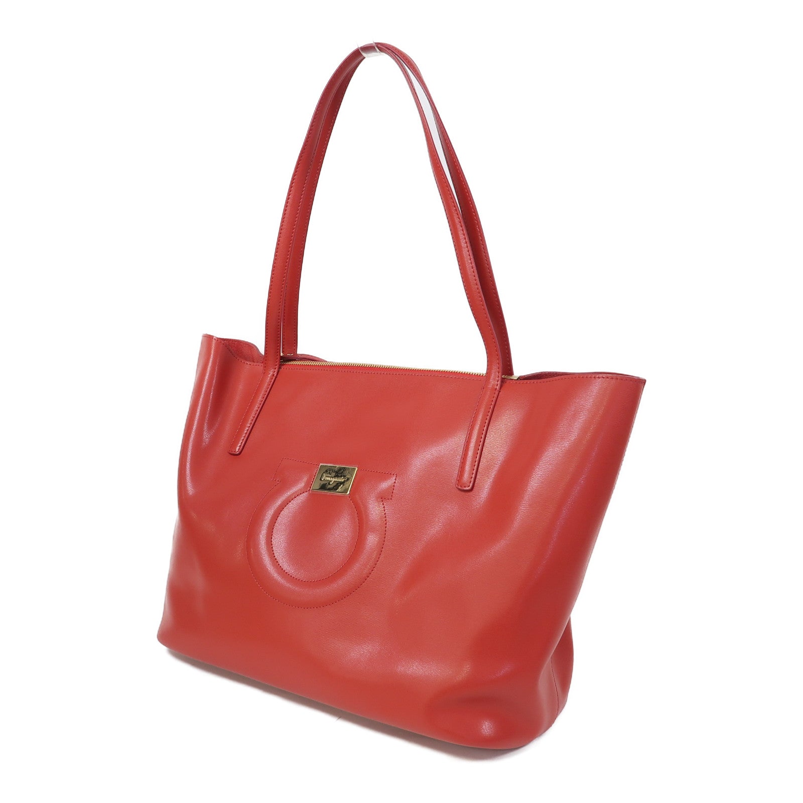 Salvatore Ferragamo 牛皮皮革Tote Bag金扣肩背袋紅色