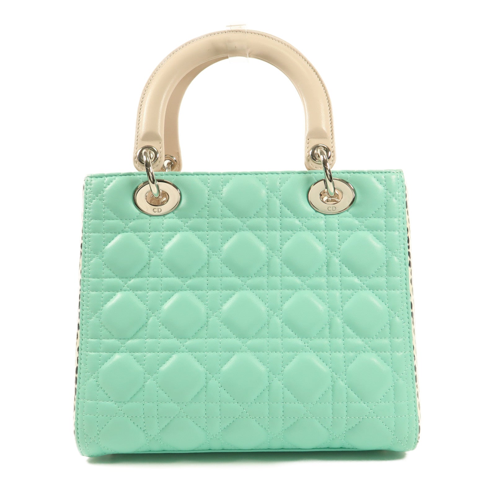 Dior 牛皮皮革Lady Dior Hand Bag銀扣手挽肩背兩用袋
