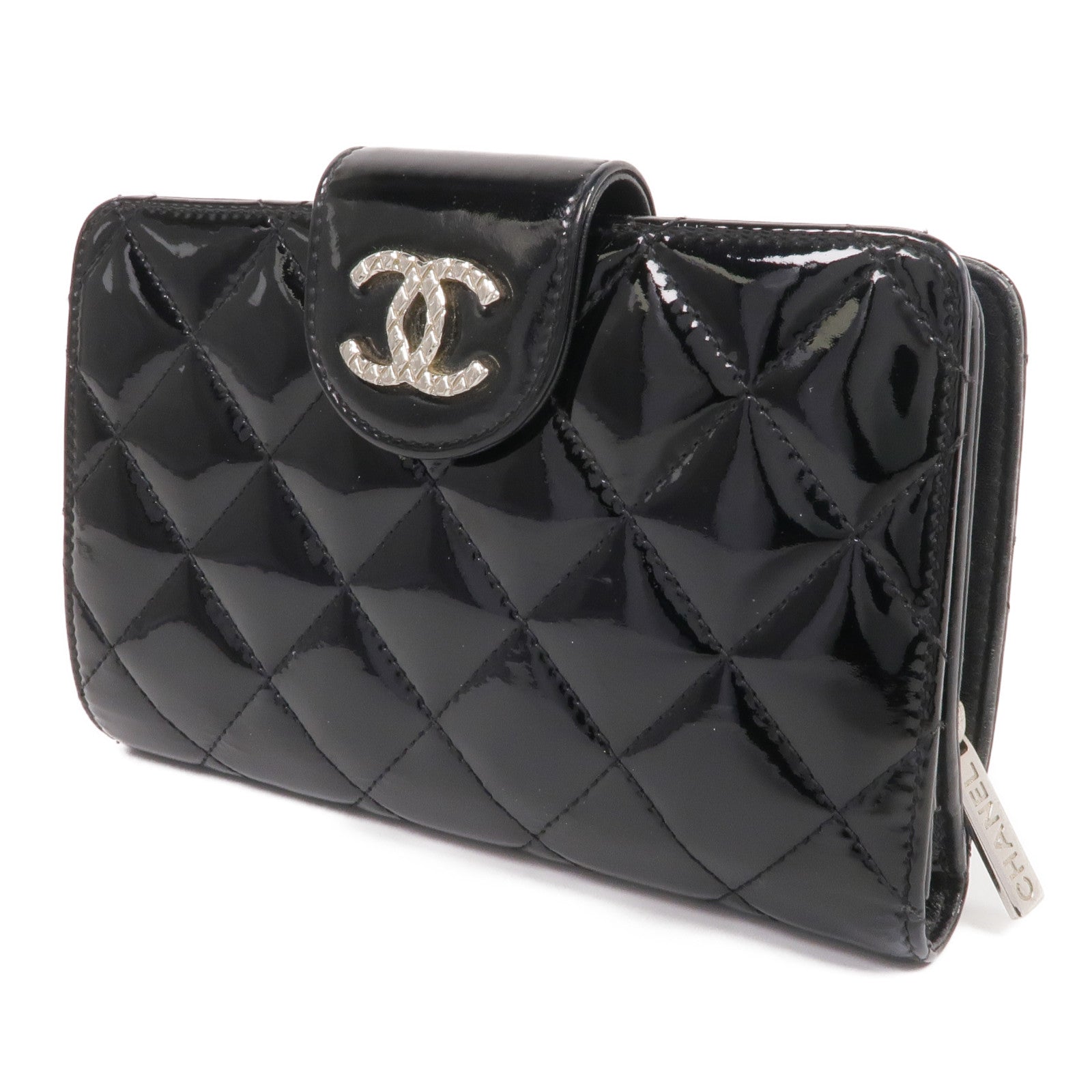 CHANEL 漆皮皮革Wallet銀扣錢包