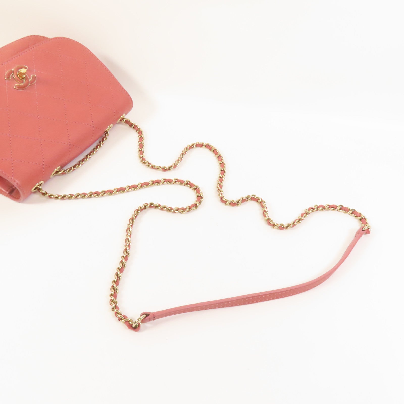 CHANEL 牛皮皮革Chain Shoulder金扣肩背袋