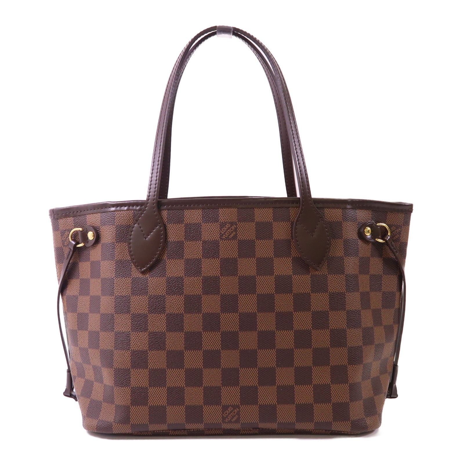 LOUIS VUITTON Damier Neverfull PM金扣手挽袋
