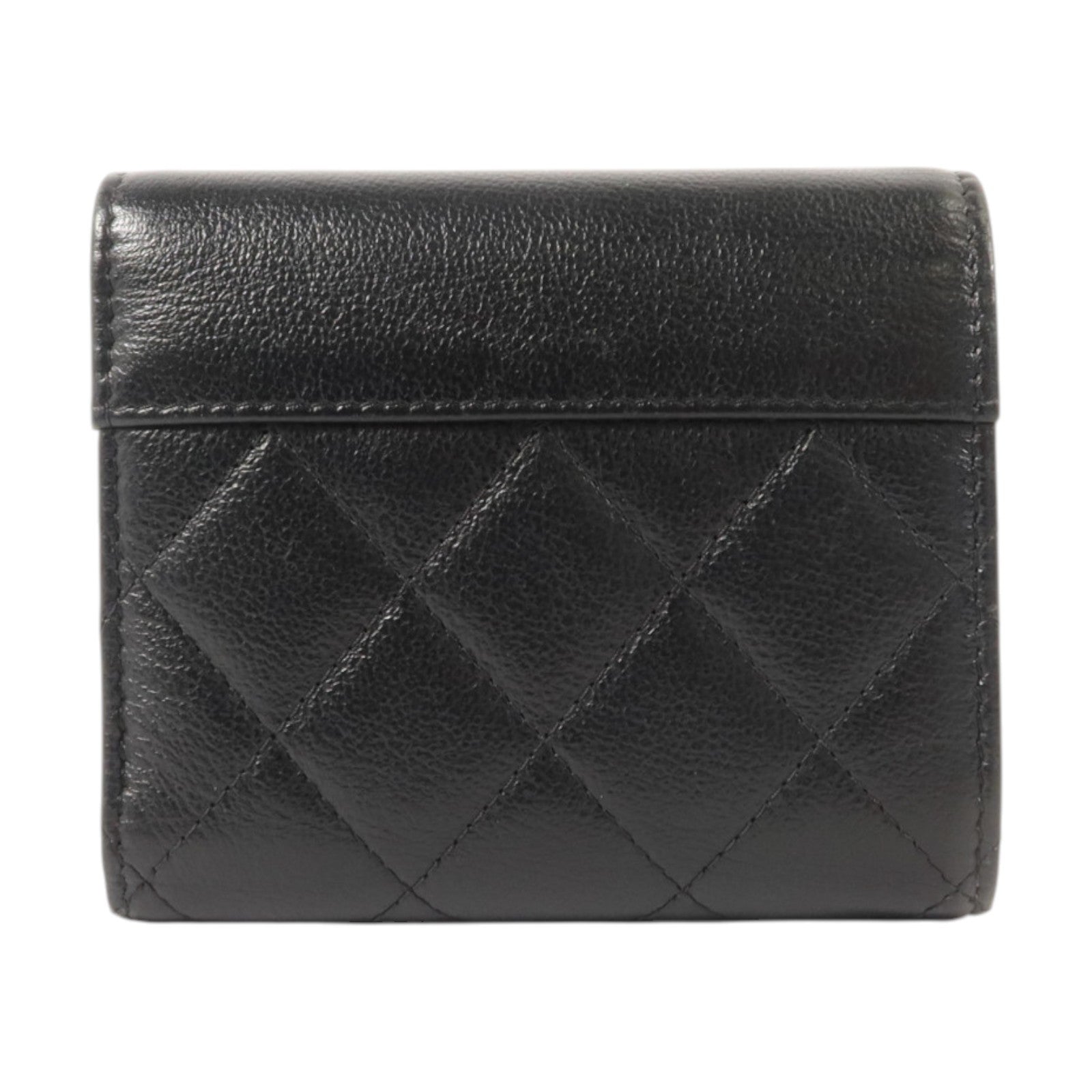 CHANEL 牛皮皮革Trifold Wallet銀扣錢包