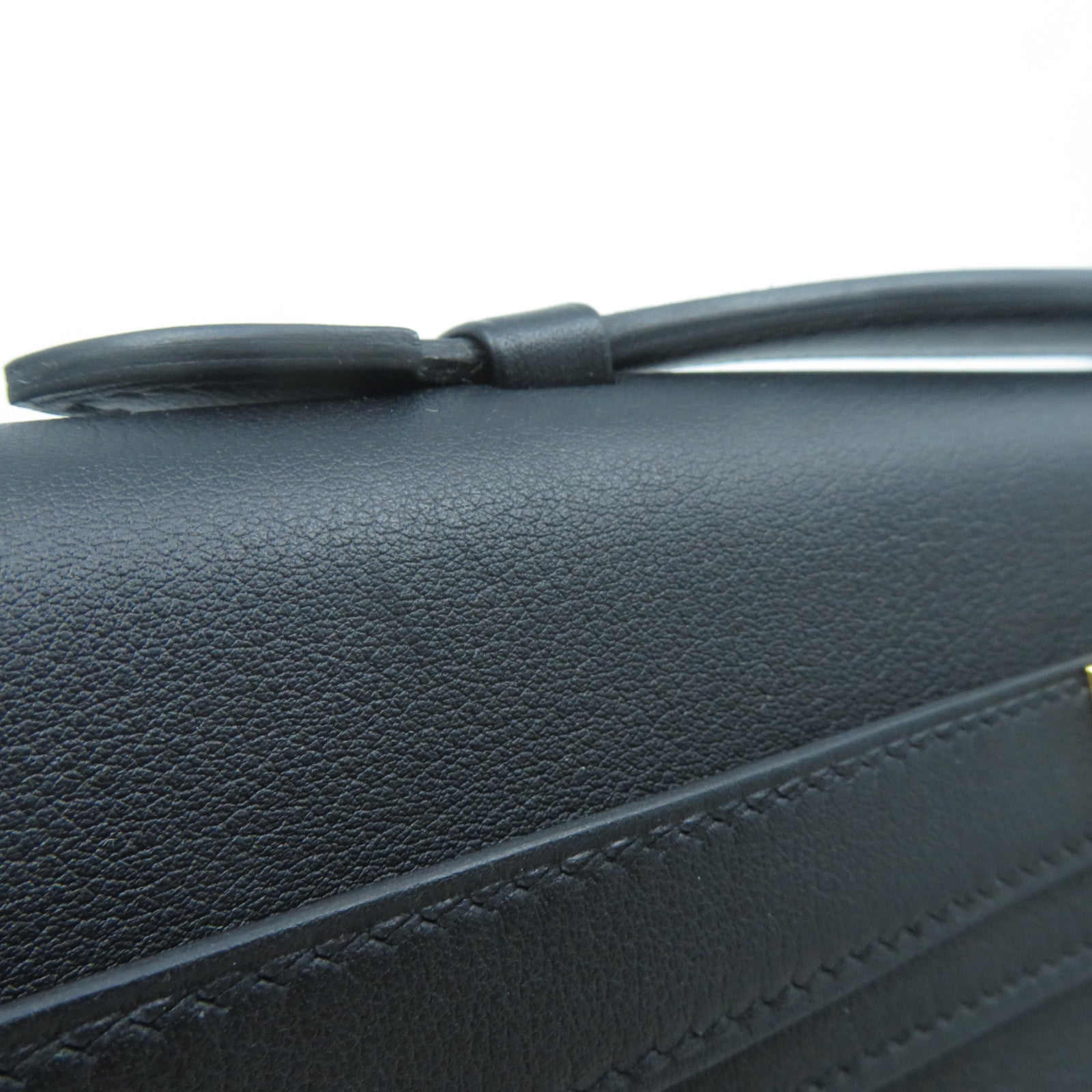 HERMES Swift皮革Kelly Cut金扣手挽袋黑色