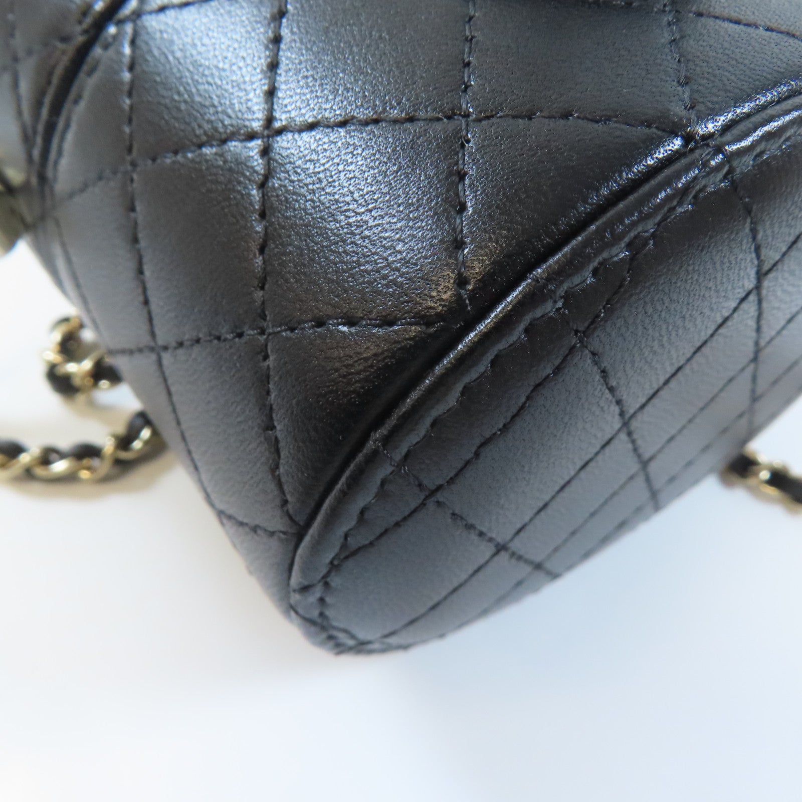 CHANEL 【激減優惠】菱格牛皮皮革Chain Shoulder金扣鏈帶肩背袋黑色