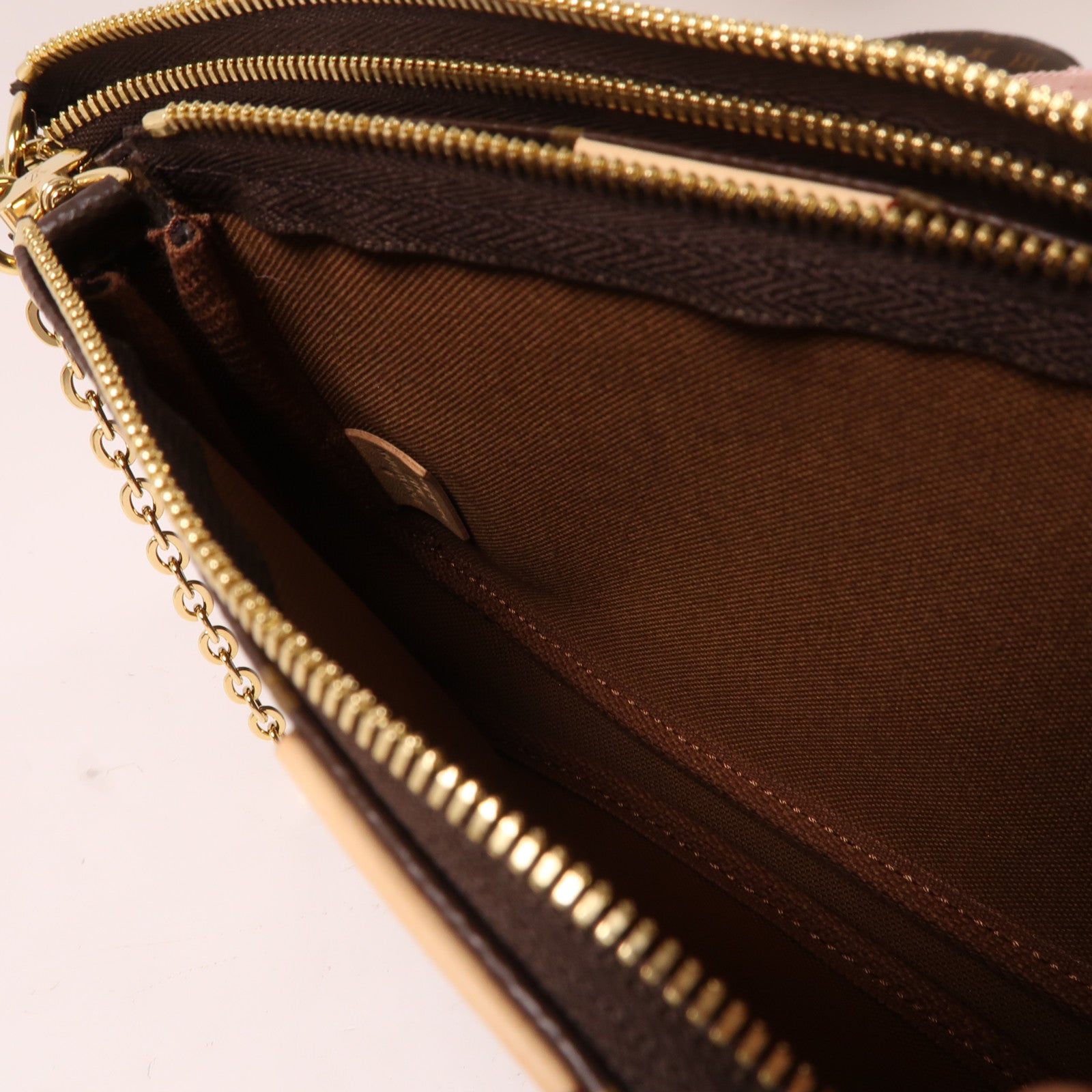 LOUIS VUITTON Monogram Multi Pochette Accessoires金扣手挽肩背兩用袋啡色