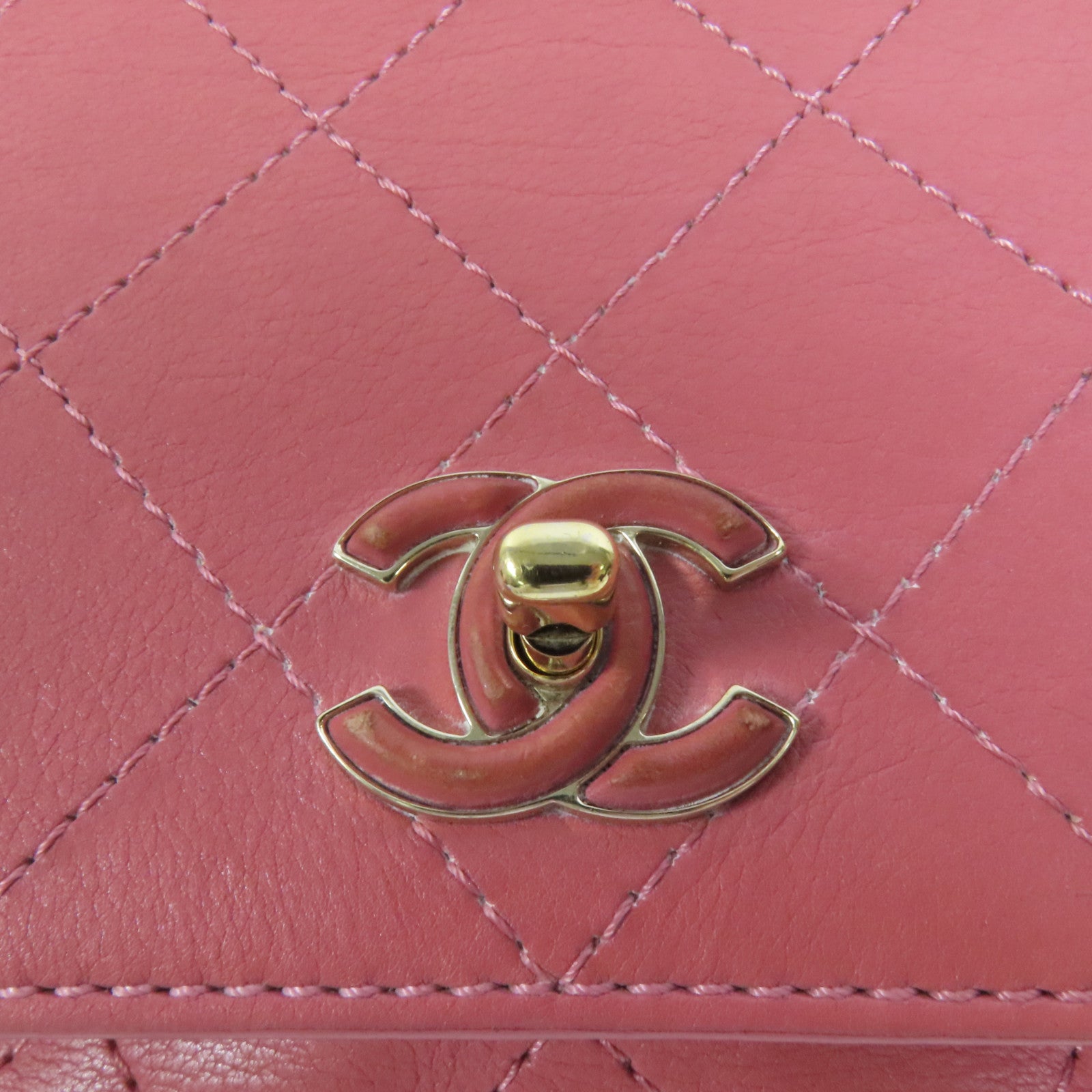 CHANEL 牛皮皮革Chain Shoulder金扣肩背袋