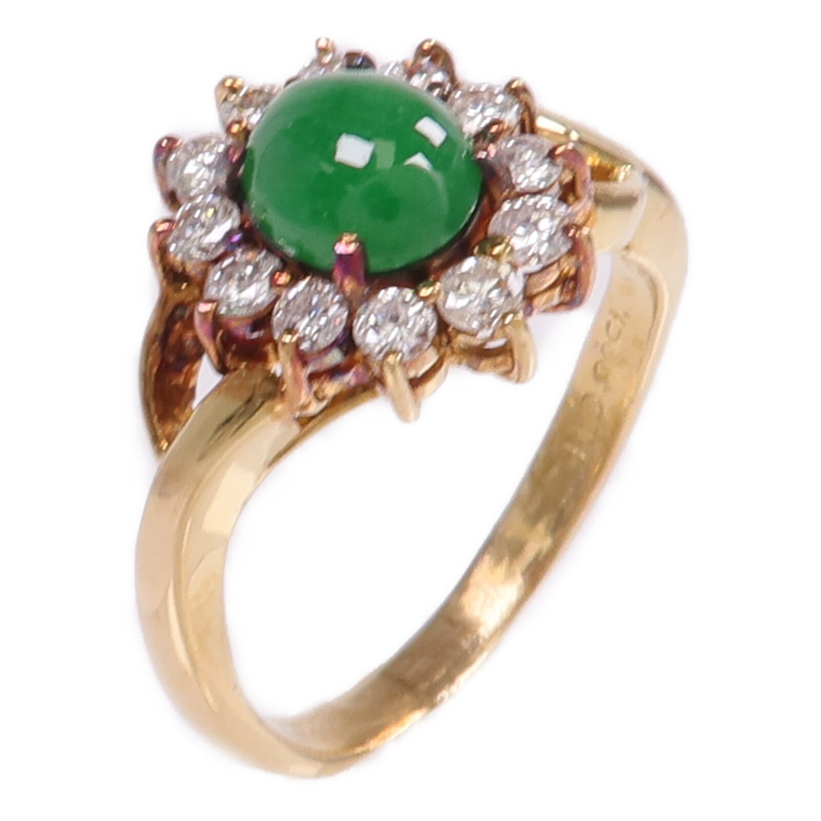 JEWELRY 【激減優惠】18K黃金Jade Diamond Ring翡翠/鑽石戒指US#6