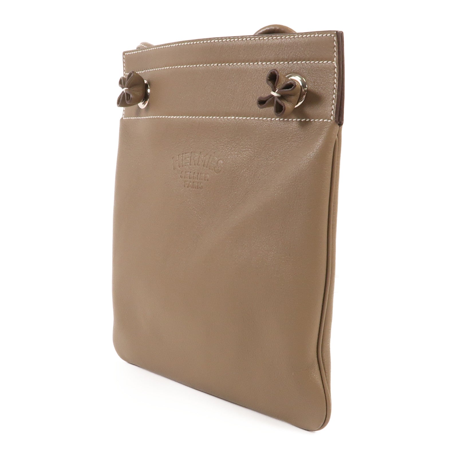 HERMES Swift皮革Aline Mini銀扣肩背袋Etoupe
