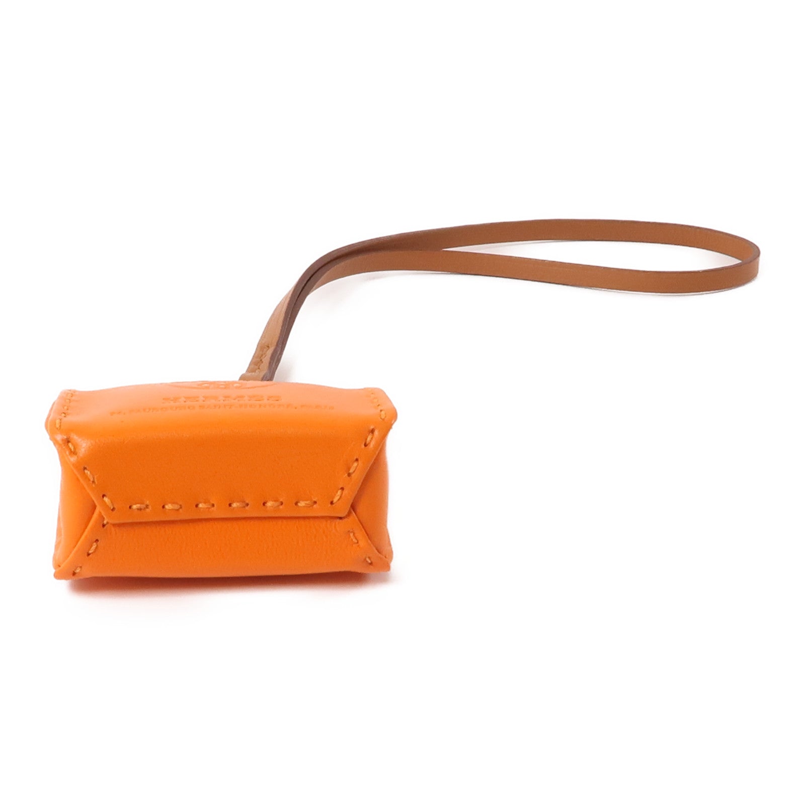 HERMES Swift皮革Shopping Bag Charm掛飾Orange/橙色